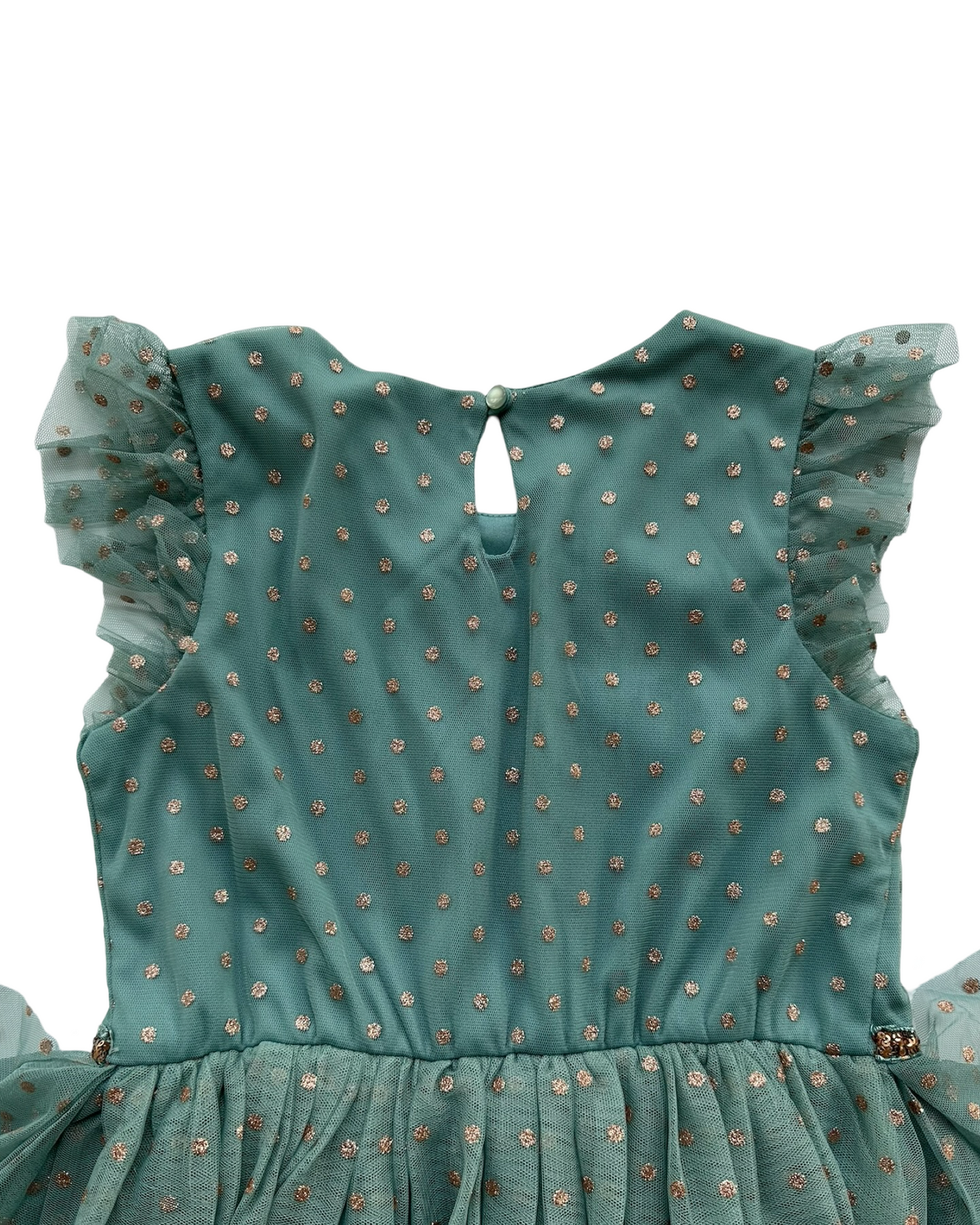 10Y Youth Girl Pink & Violet Holiday Tulle Green/ Gold Sparkles Layer Hem Dress