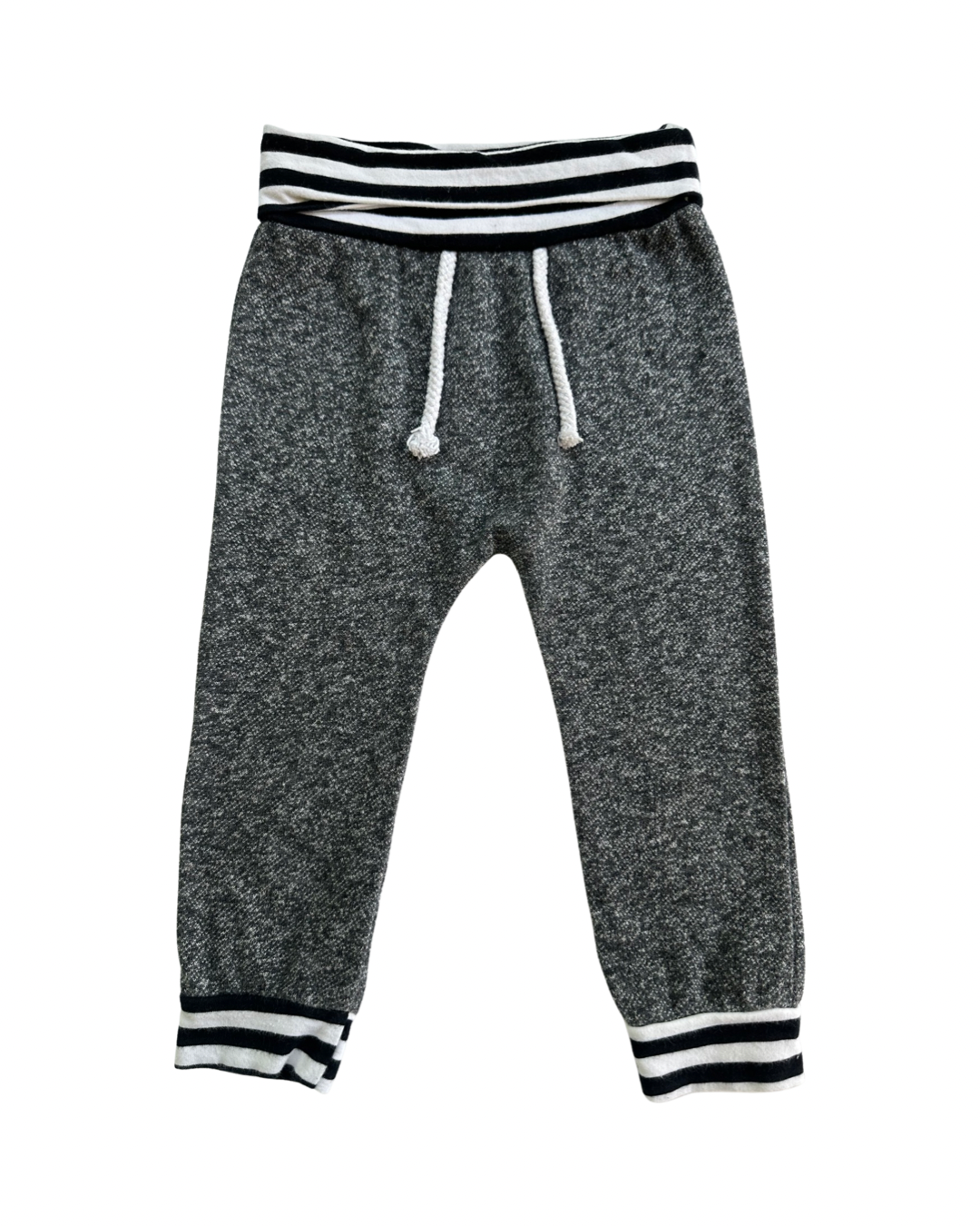 12-18M Baby Boy Gray Hip Baby Jogger Set with Black / White Striped Detail