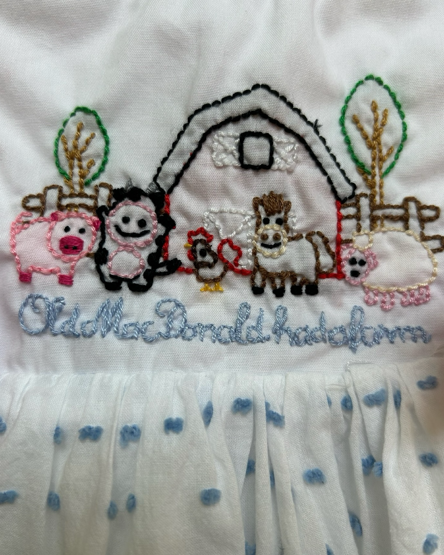 NB Baby Girls Sugar Dumplin Embroidered Farm With Diaper Cover Ruffle. 2 Pieces Set.