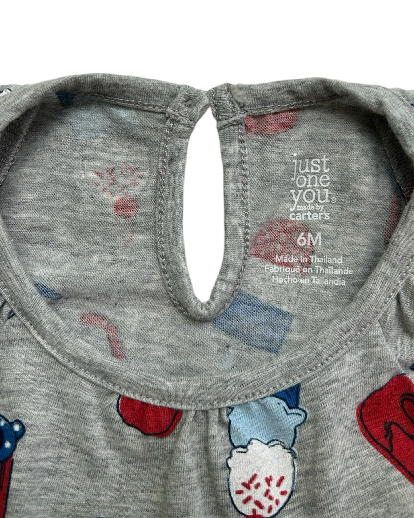 6M Baby Girl Carters Gray Patriotic Popsicle / Ice Cream Romper