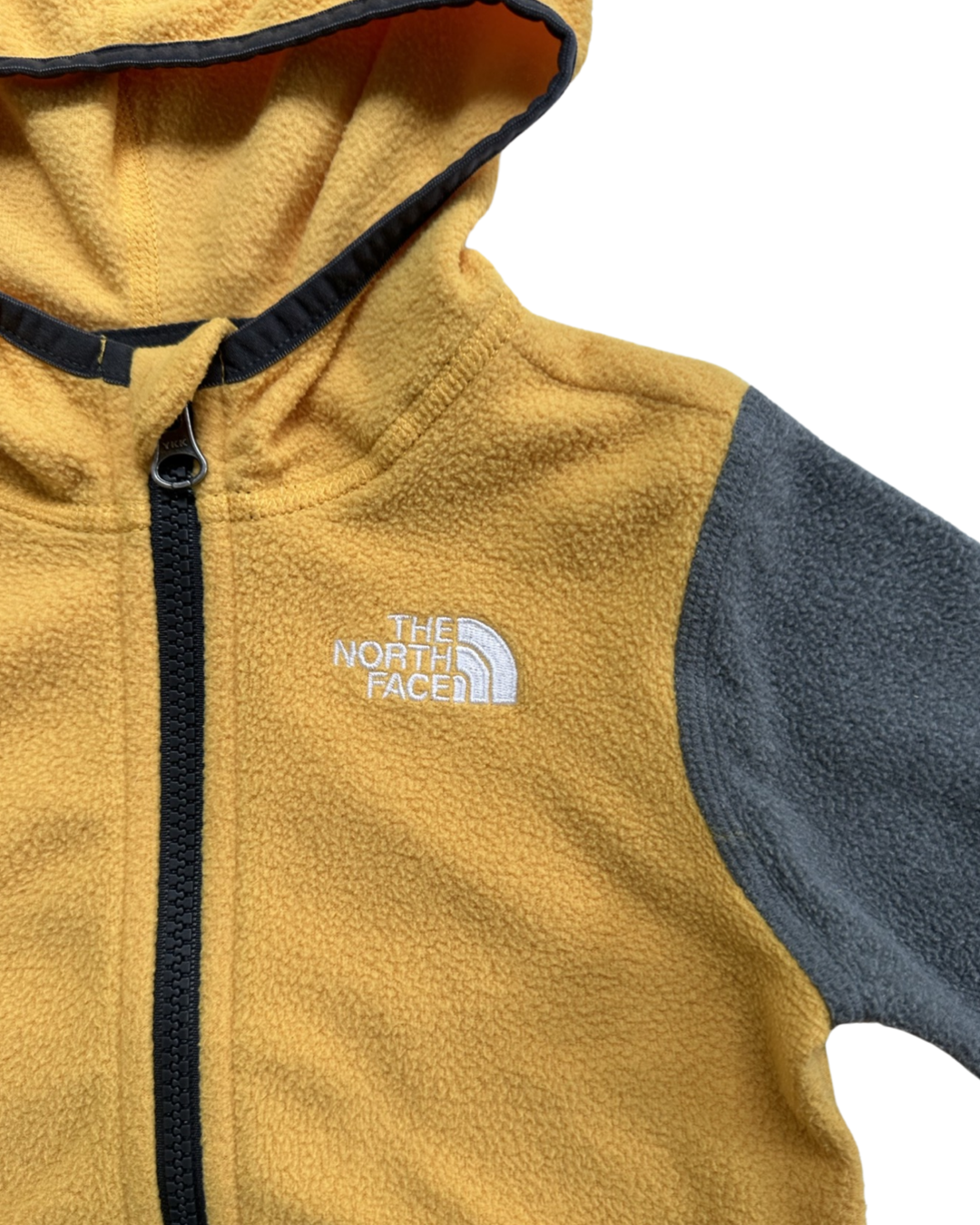 18M-24M Baby Boy The North Face Glacier Yellow / Gray Fleece Zip Up Hoodie Jacket