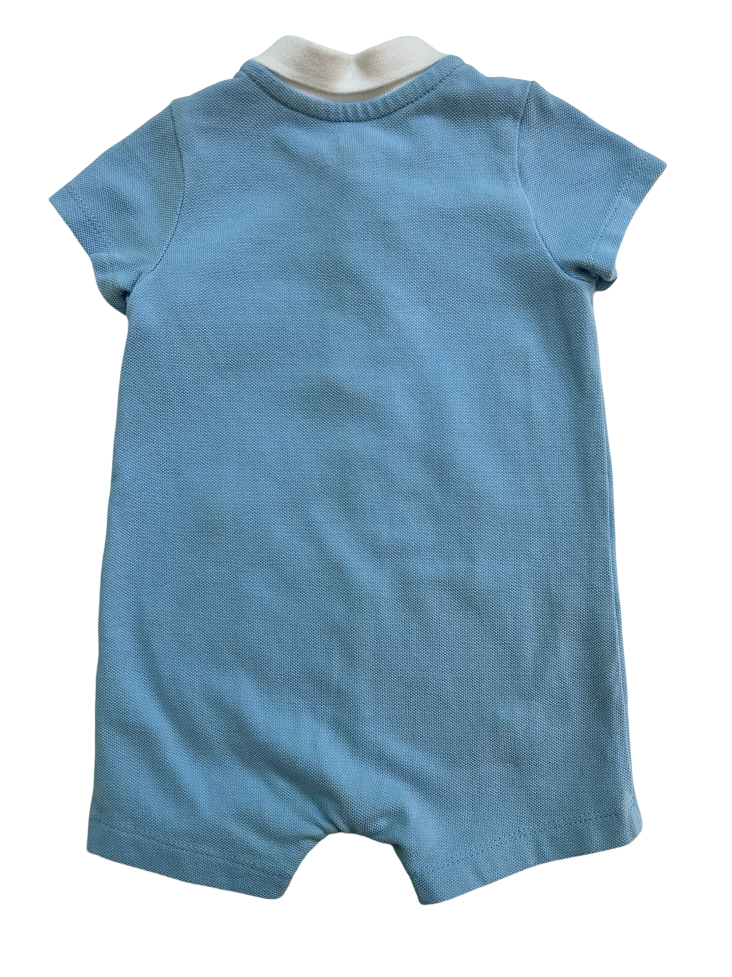 12M Baby Boy Little Me Golf Polo Romper Light Blue Short Sleeve Embroidered.