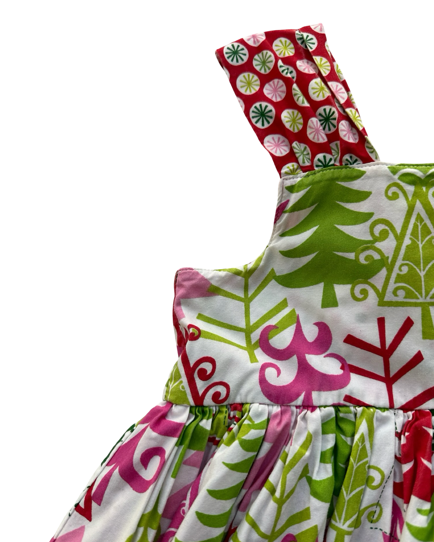 5T Toddler Girl Jelly The Pug Christmas Tree Sassy Ruffle A-Line Dress