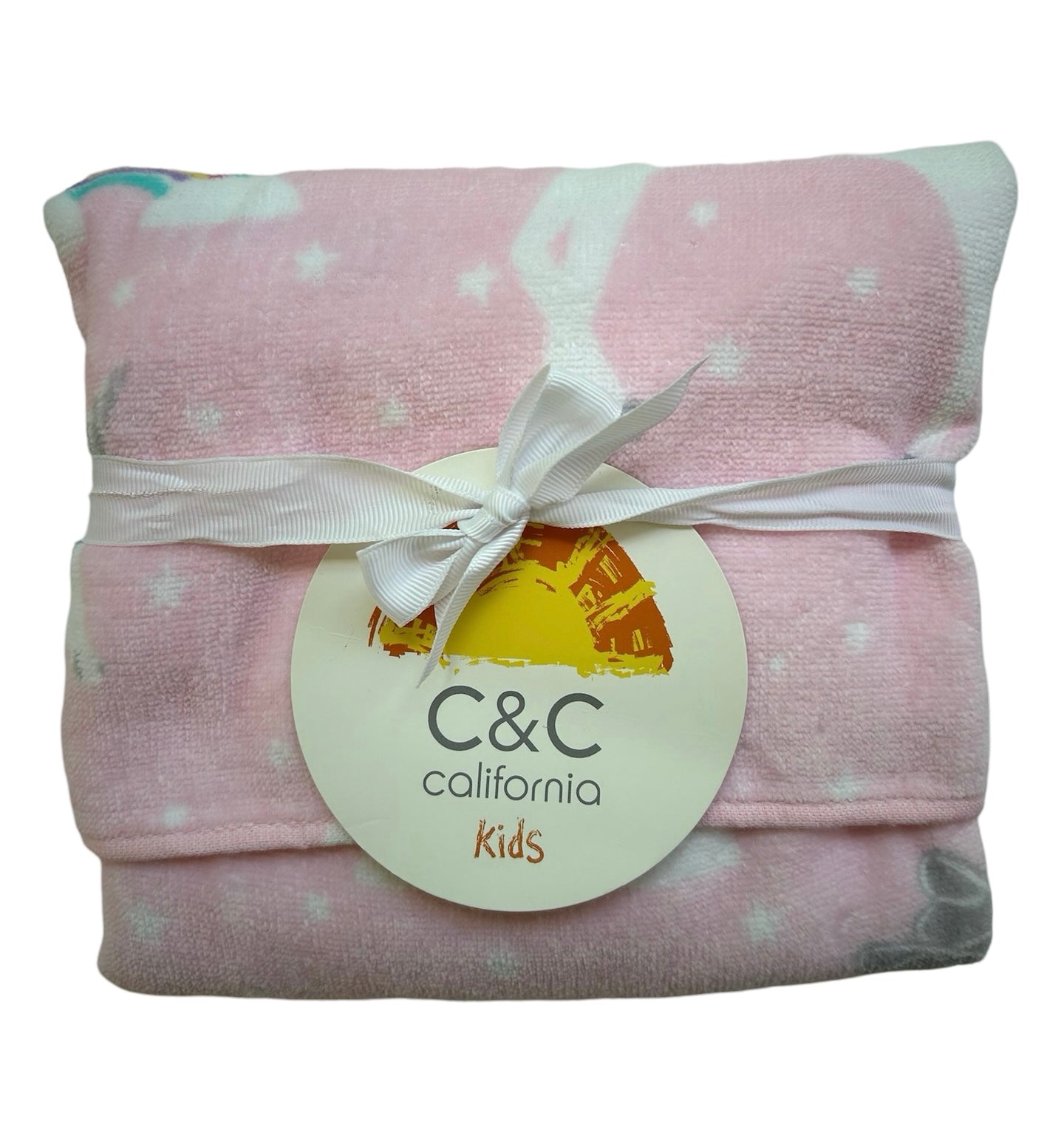 C&C California Kids Bath Beach Towel  Hooded Unicorn 🦄 Rainbow 🌈 Pink 23” x 34” / NWT.