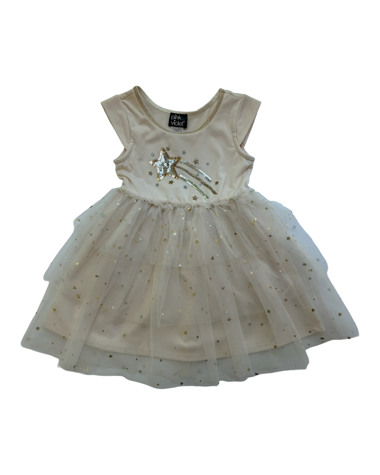 4T Toddler Girl Pink & Violet Stars Tutu Sequin Dress