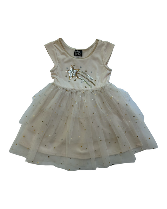 4T Toddler Girl Pink & Violet Stars Tutu Sequin Dress