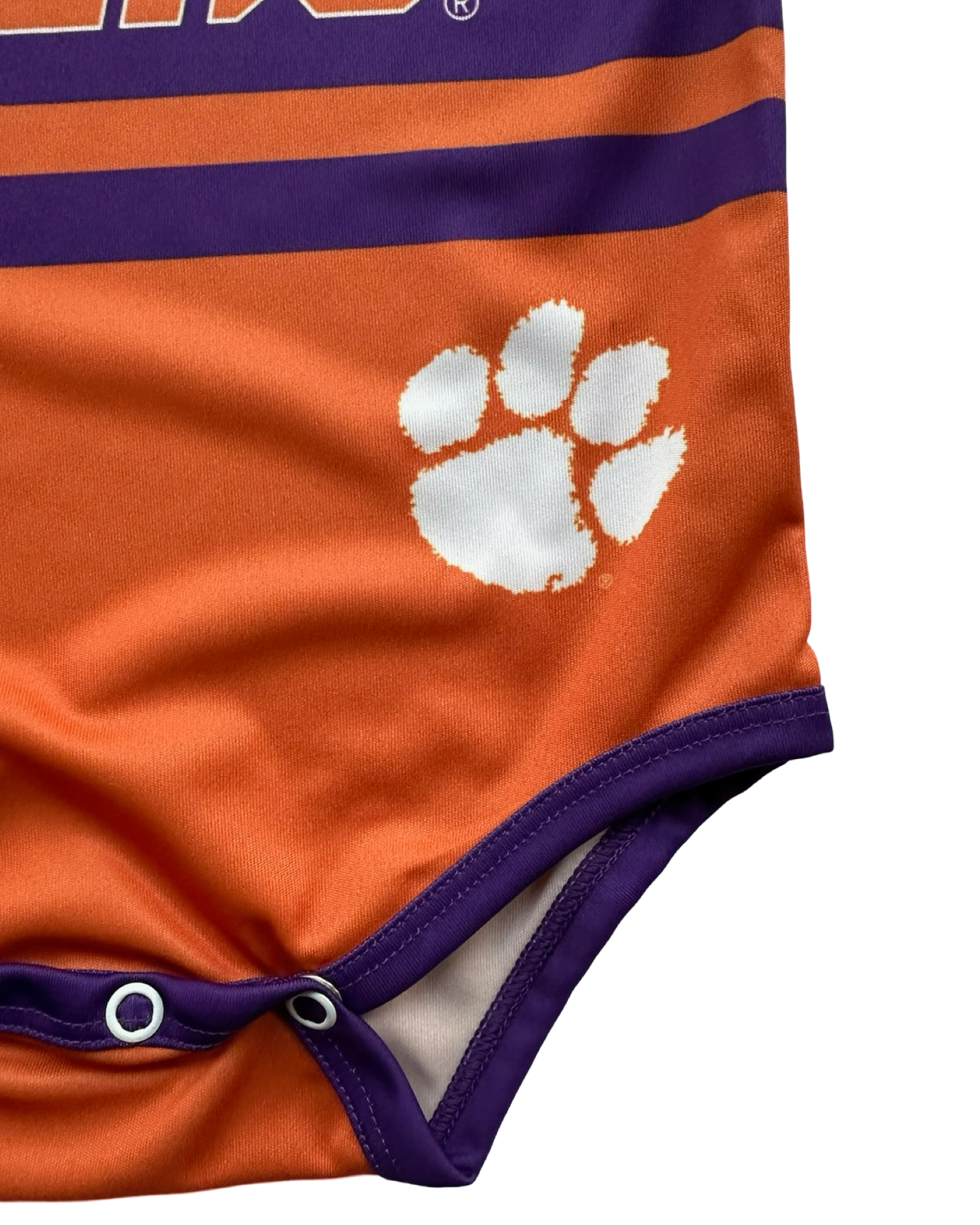 12M Baby Boys Vive La Fete Clemson Tigers Big Logo Striped Short Sleeve Jumpsuit.