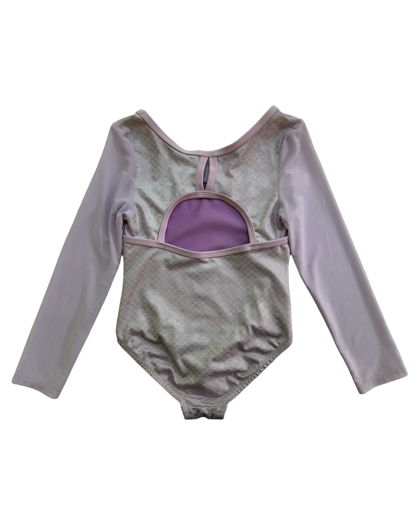 XS 4T-5T Toddler Girl Cat & Jack Gymnastics Bodysuit Purple Mermaid Mesh Long Sleeve.