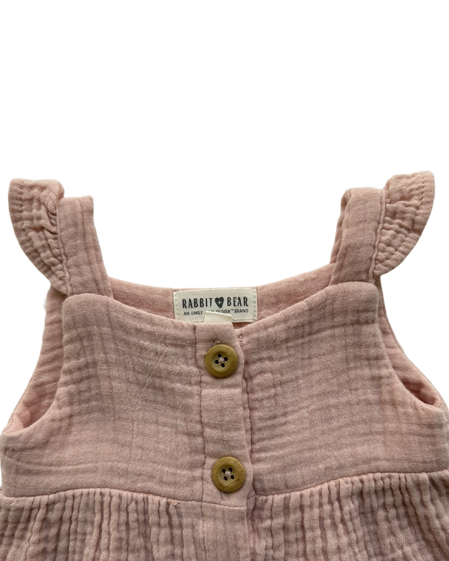 0-3M Baby Girl Rabbit + Bear An Emily And Oliver Brand Antique Pink Dress.