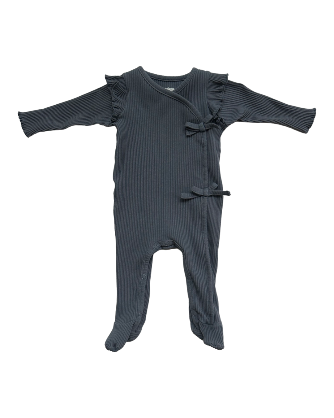 0-3M Baby Girl Mud Pie Blue Gray Ribbed Sleeper