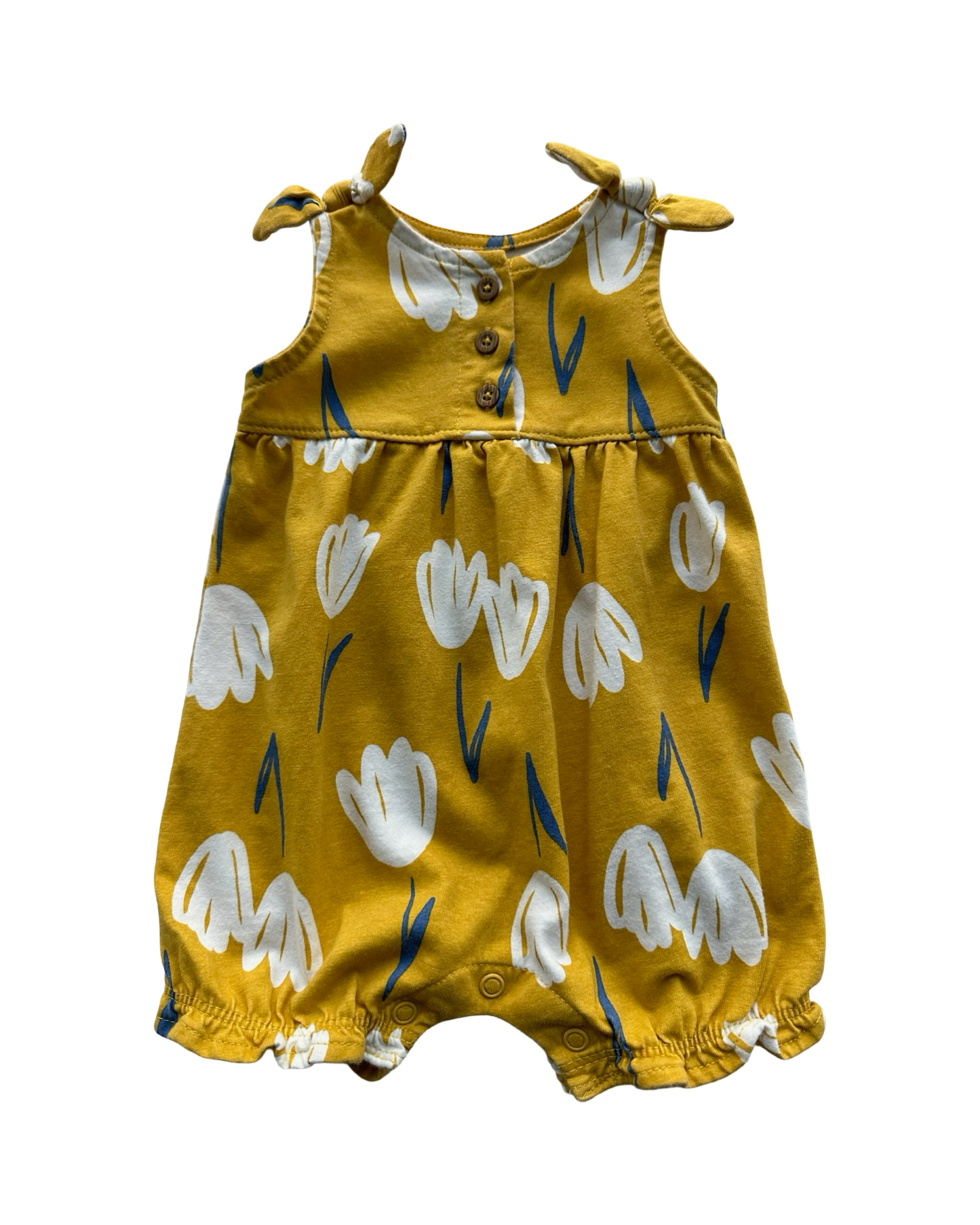 3M Baby Girl Carter’s Floral Sleeveless One Piece Jersey Bubble Romper Outfit.