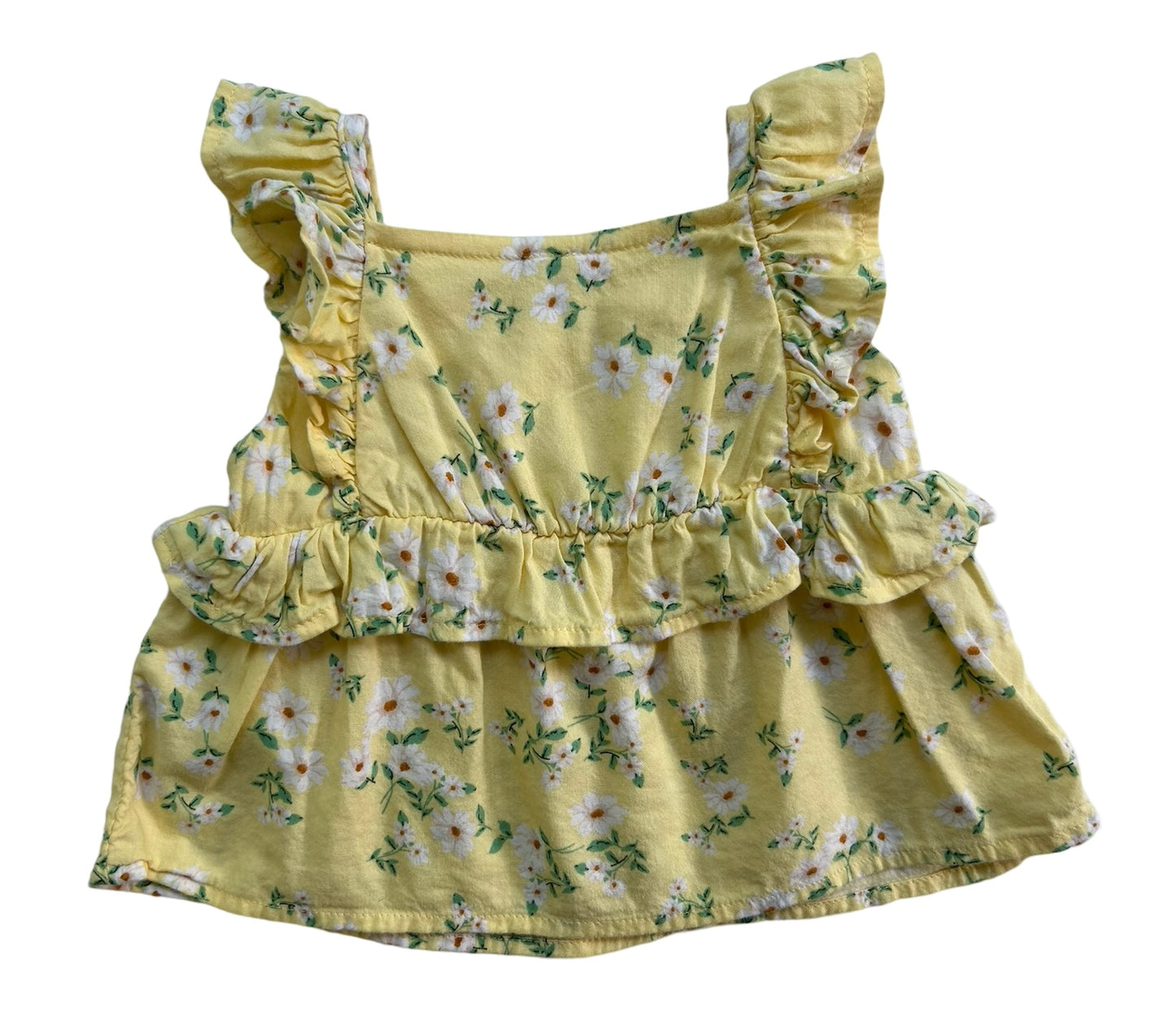 3-6M Baby Girl Old Navy Yellow Ruffle trim Floral Dress w/ Bloomers