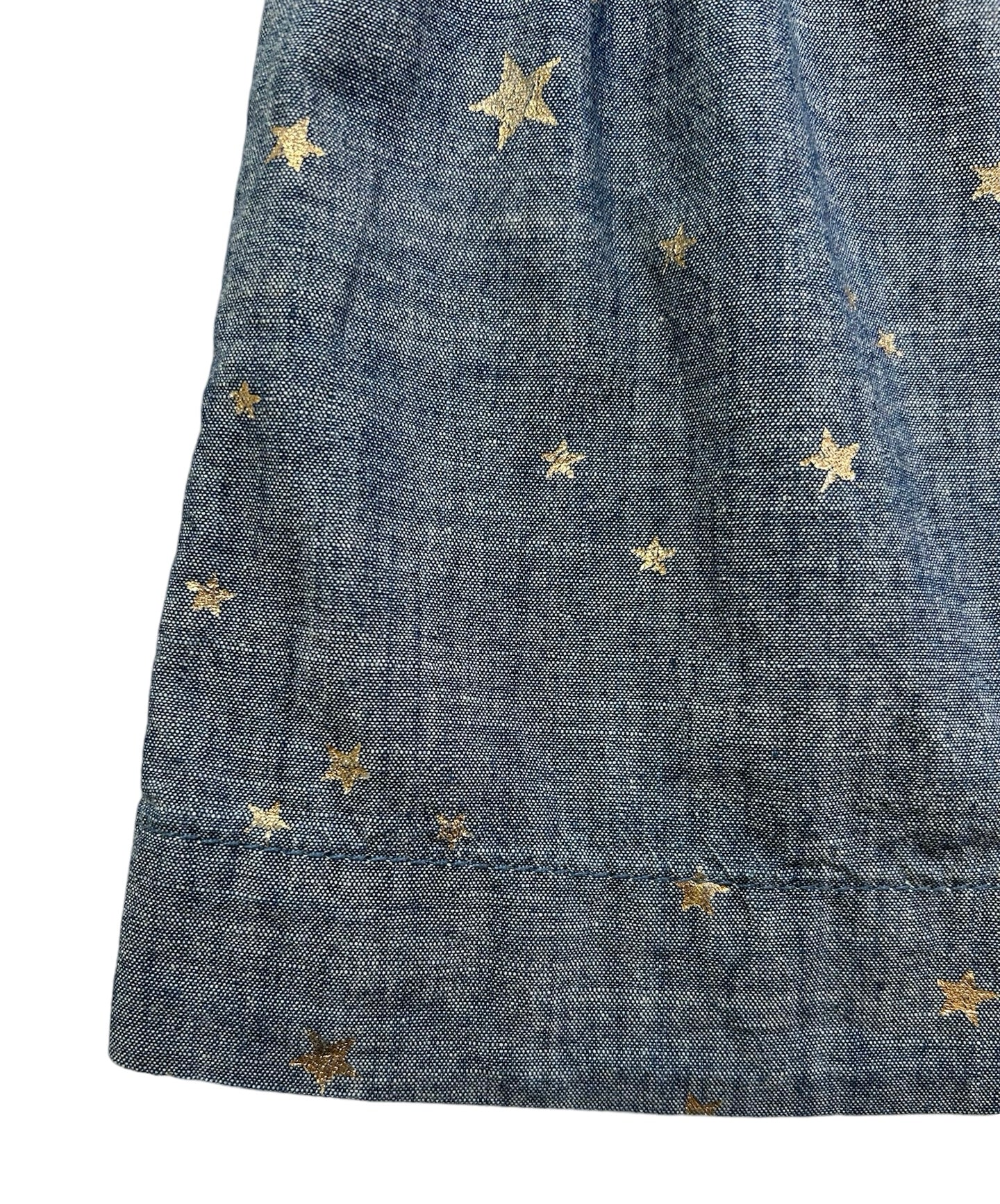 3M - 6M Baby Girl Baby Gap Short Sleeve With Gold Star  Blue Chambray Dress
