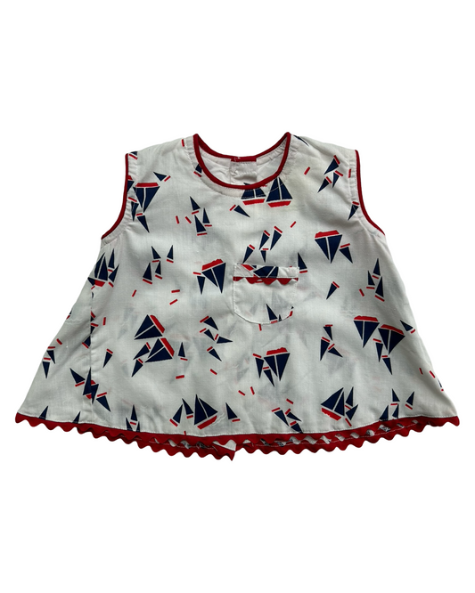 9M-12M Baby Girls Sailboats Blouse One Piece.