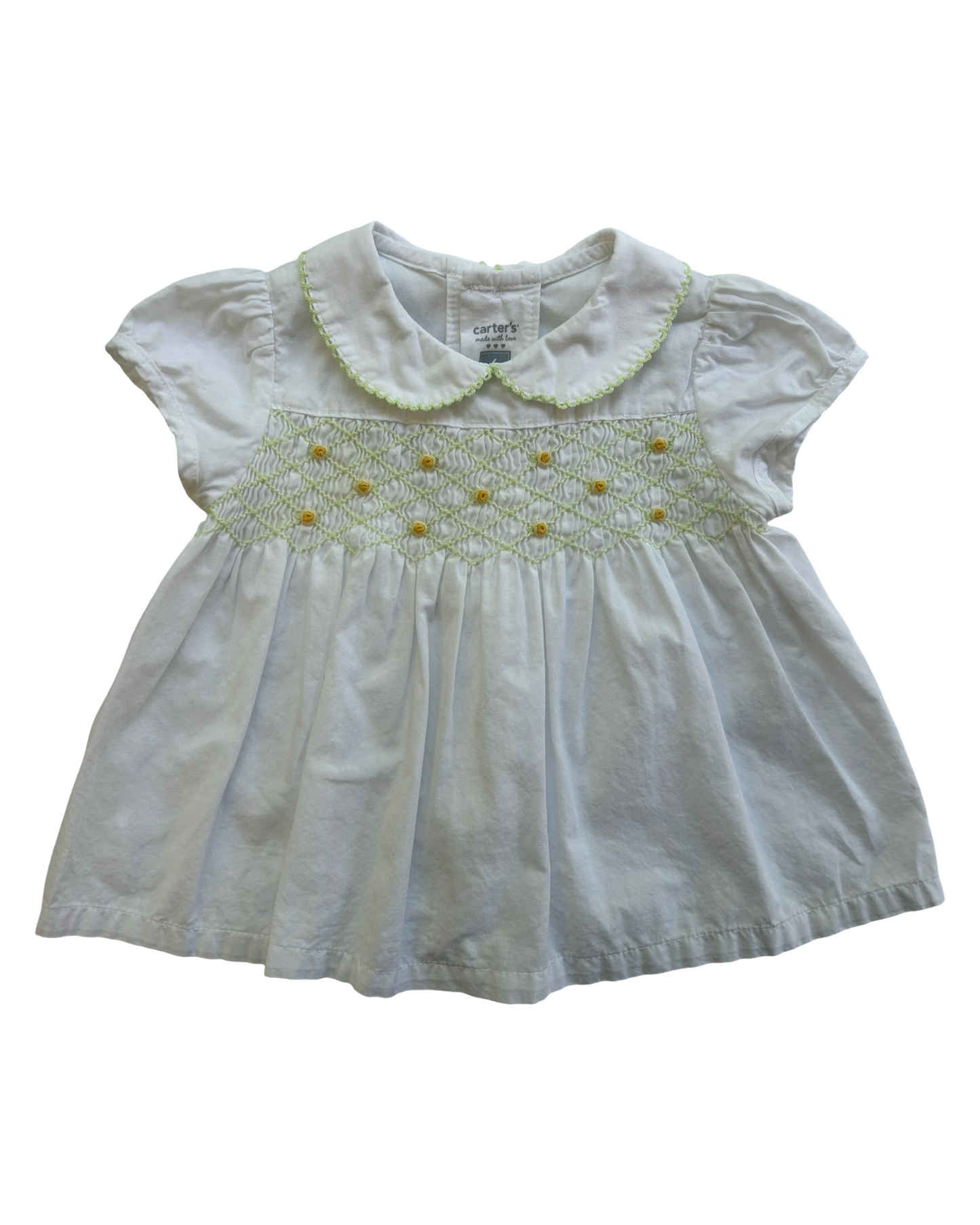 6M Baby Girls Carter’s Vintage Smocked And Embroidered 🌼 Dress / Diaper Cover 2 Piece Set