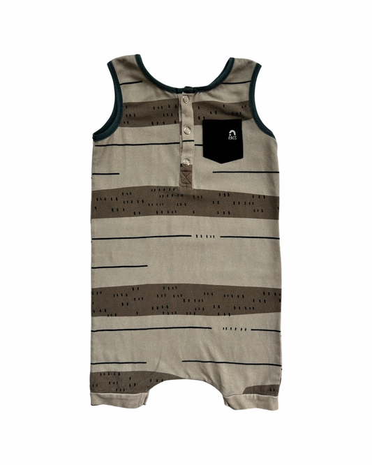 18-24M Baby Boy RAGS to Raches Brown Watermelon Tank Shortie Romper