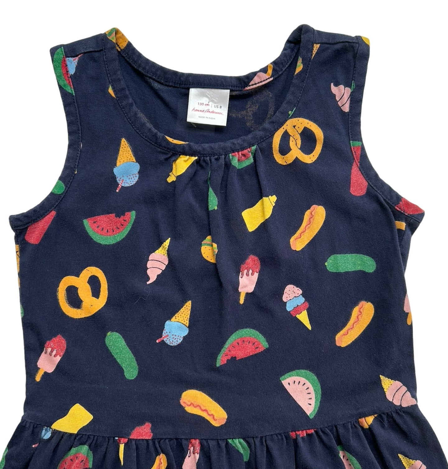 8Y Youth Girls Hanna Andersson Food Printed Sleeveless Pocket Dress