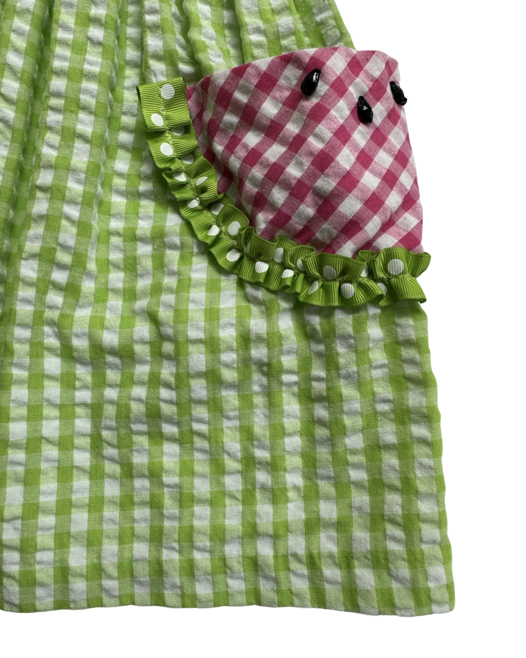 5T Toddler Girl Bonnie Jean Green Seersucker Watermelon Pocket Dress.