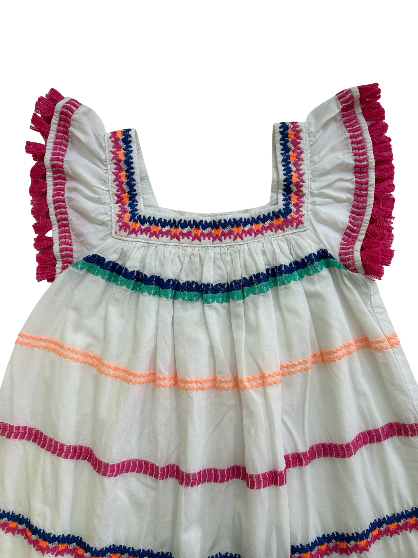 XS 4T-5T  Toddlers Girls Bohemian Tassel Embroidered Summer Dress.