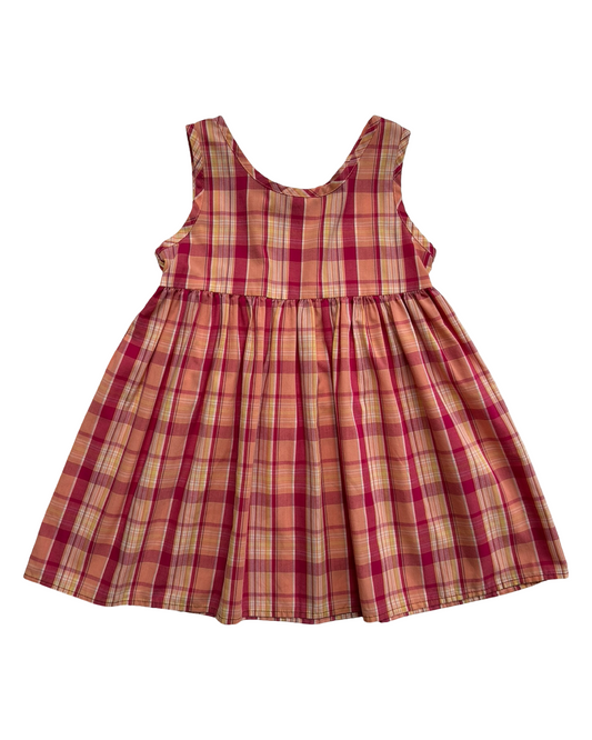4T Toddler Girls Thomas Vintage Sleeveless Orange Checkered Dress.