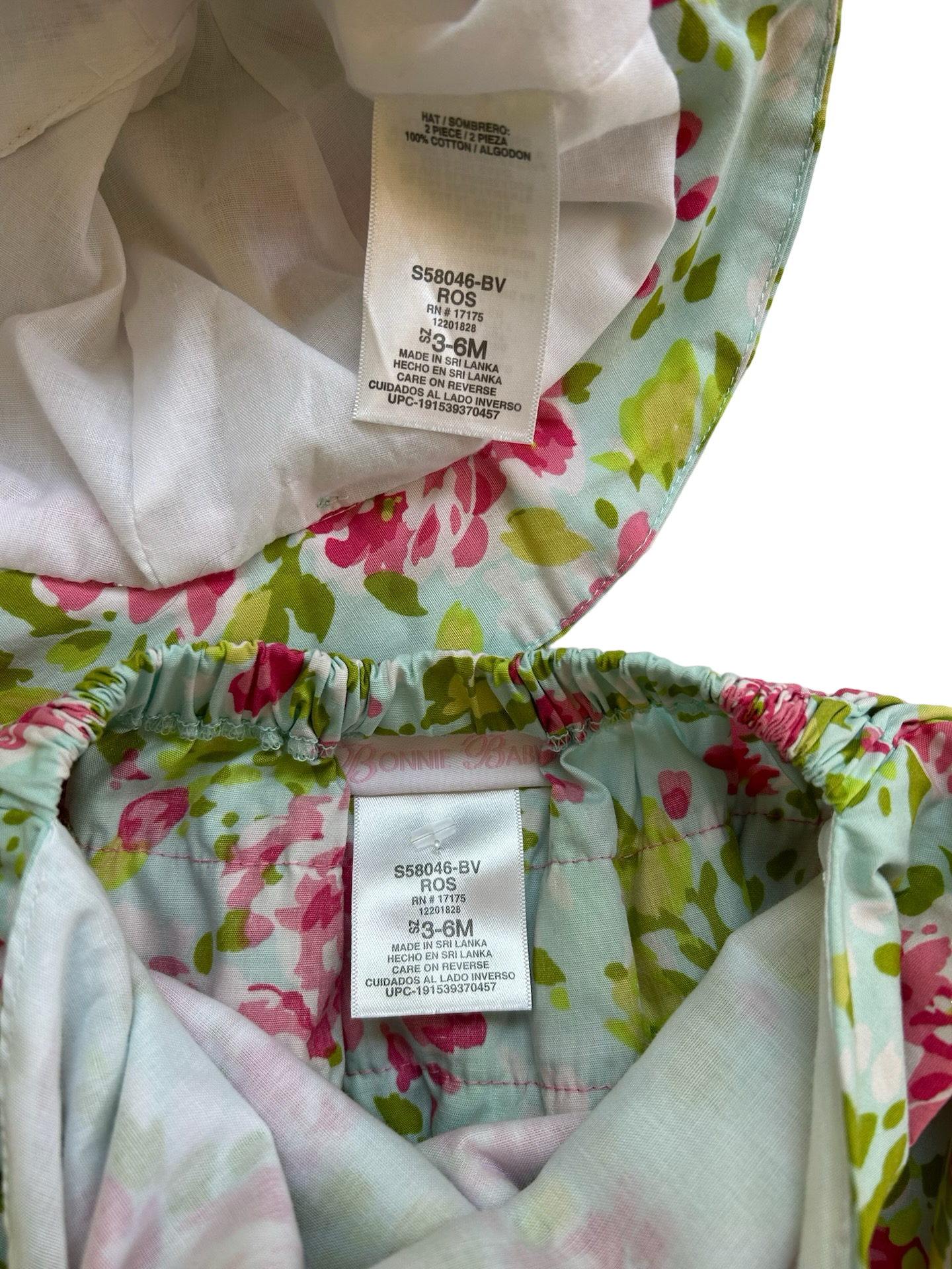 3M - 6M  Baby Girl Bonnie Baby Floral RuffleButts Bubble Romper Set 2 Pieces.