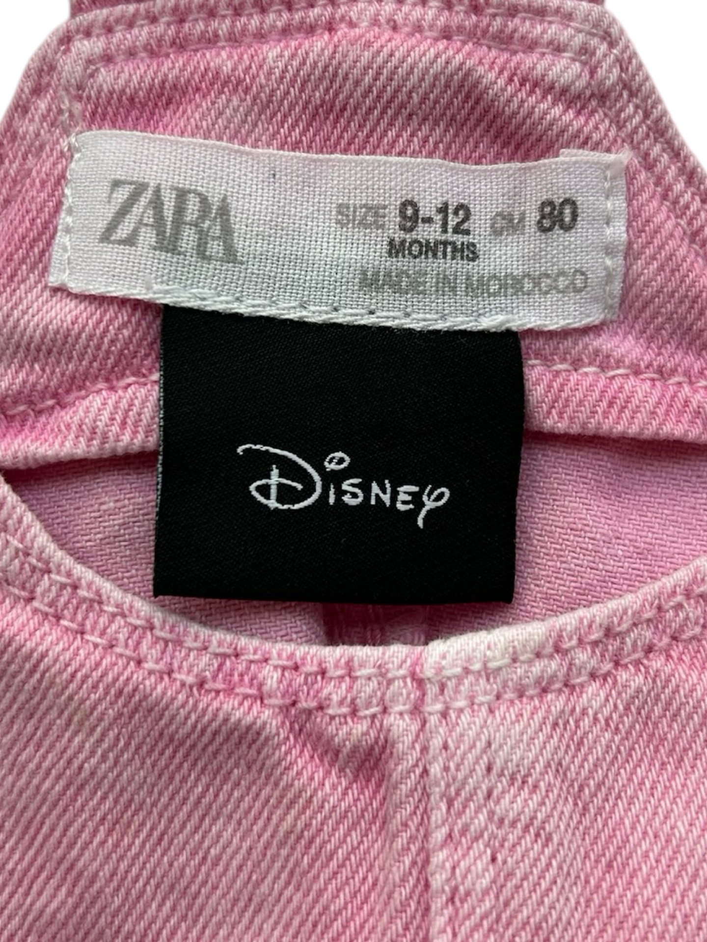 9M-12M Baby Girls Zara Disney Minnie & Mickey Mouse Print Overall Dress.