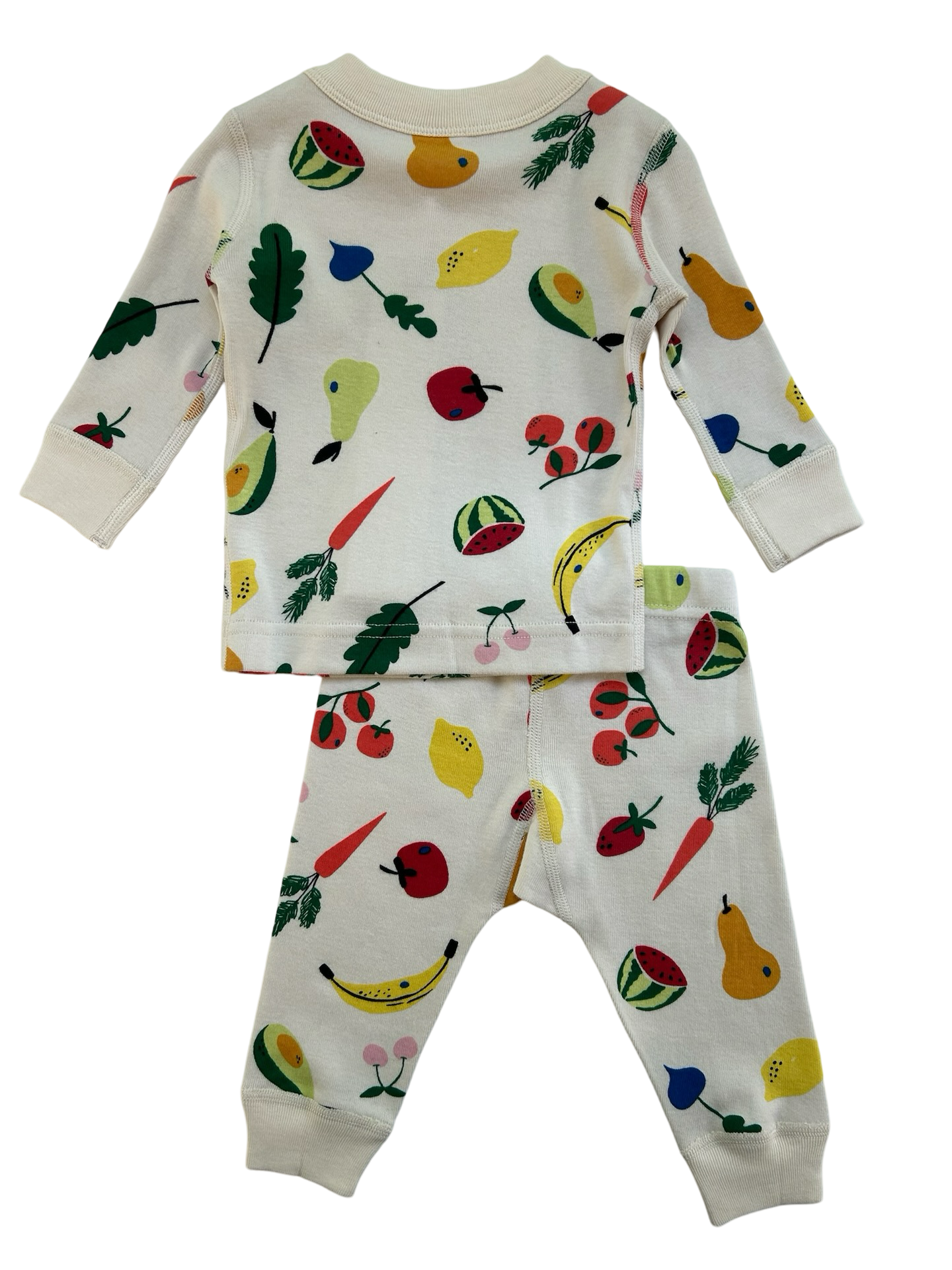 0M-3M Hanna Andersson Baby Girls Fruits / Veggies Print Long Sleeve Pajamas 2 Pieces Set. NWT