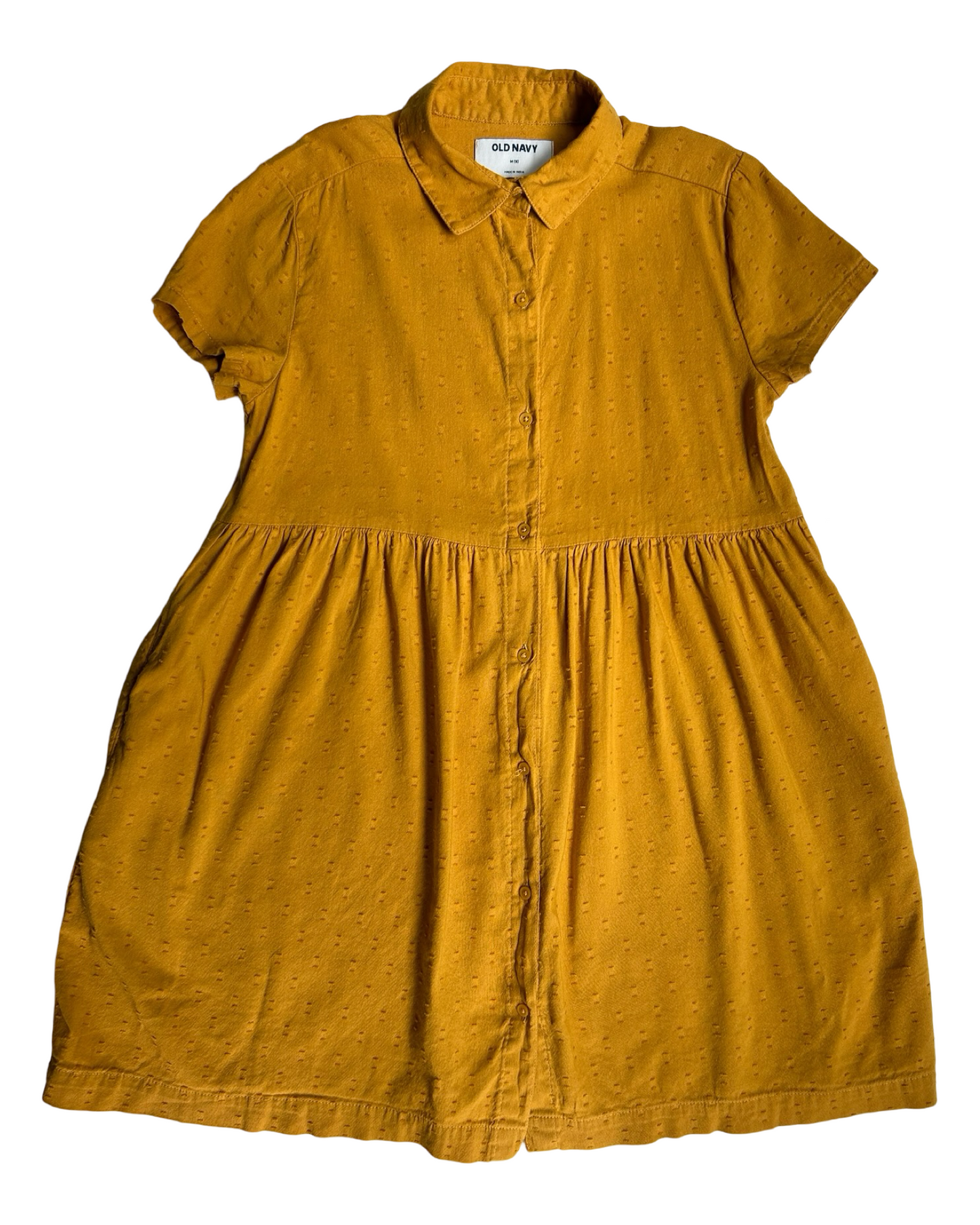M-8 Young Girls Old Navy Short Sleeve Textured Clip-Dot Dress.