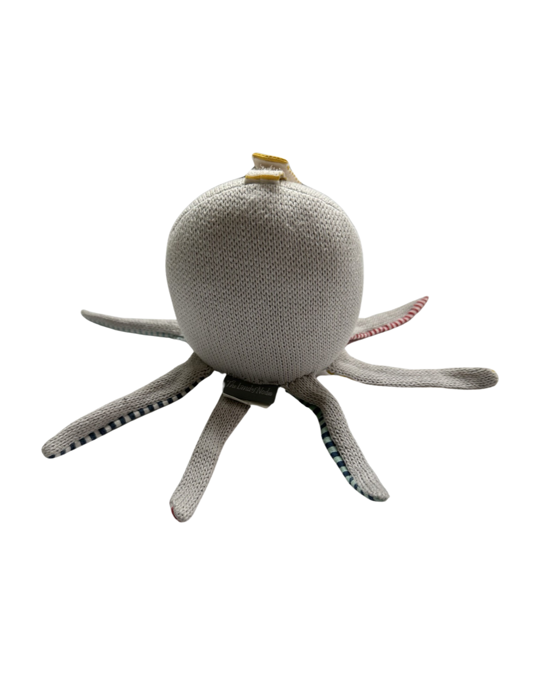 Land of Nod Gray Knit Plush Octopus with Rattle