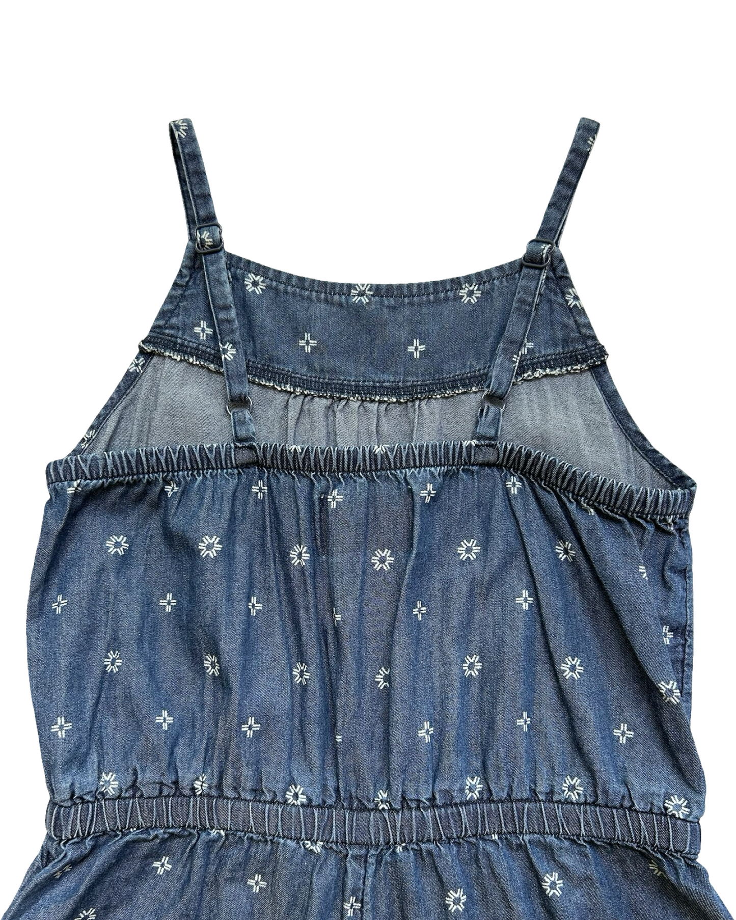 6T-7T  Toddlers Girls Old Navy Printed Sleeveless Chambray Romper.