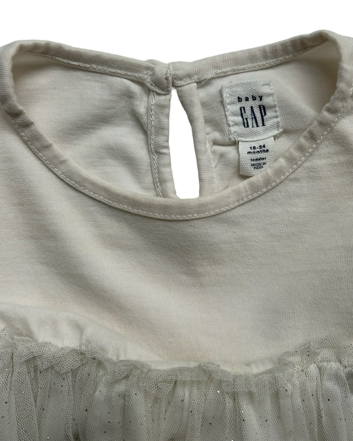 18M-24M Baby Girl Baby Gap White Long Sleeve Tulle Bottom Top