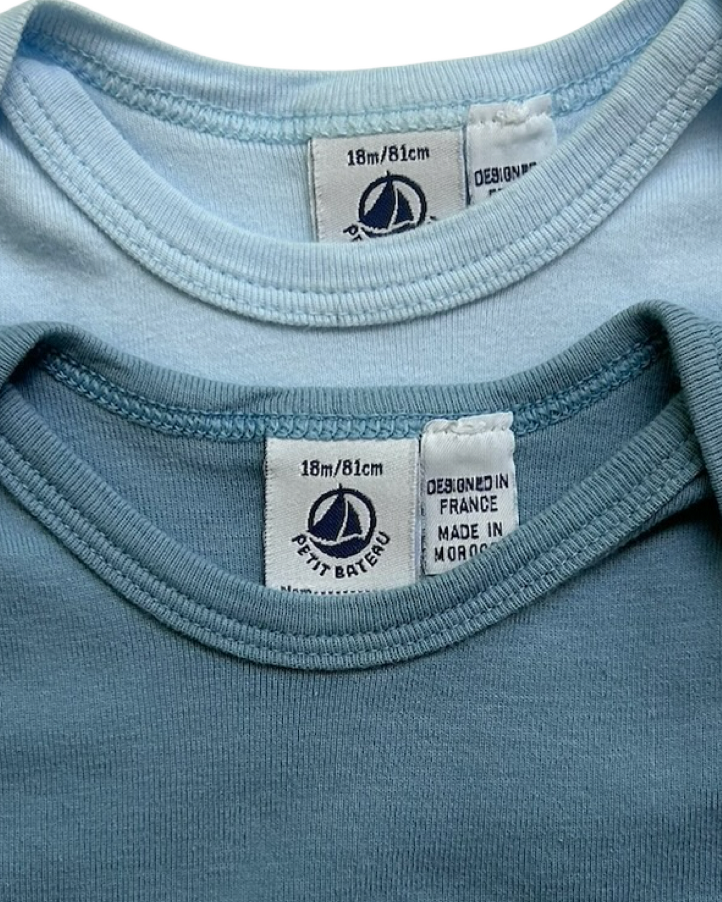 18M Baby Boys Petit Bateau Onesie Solid Color Bodysuits 2 Piece Set.