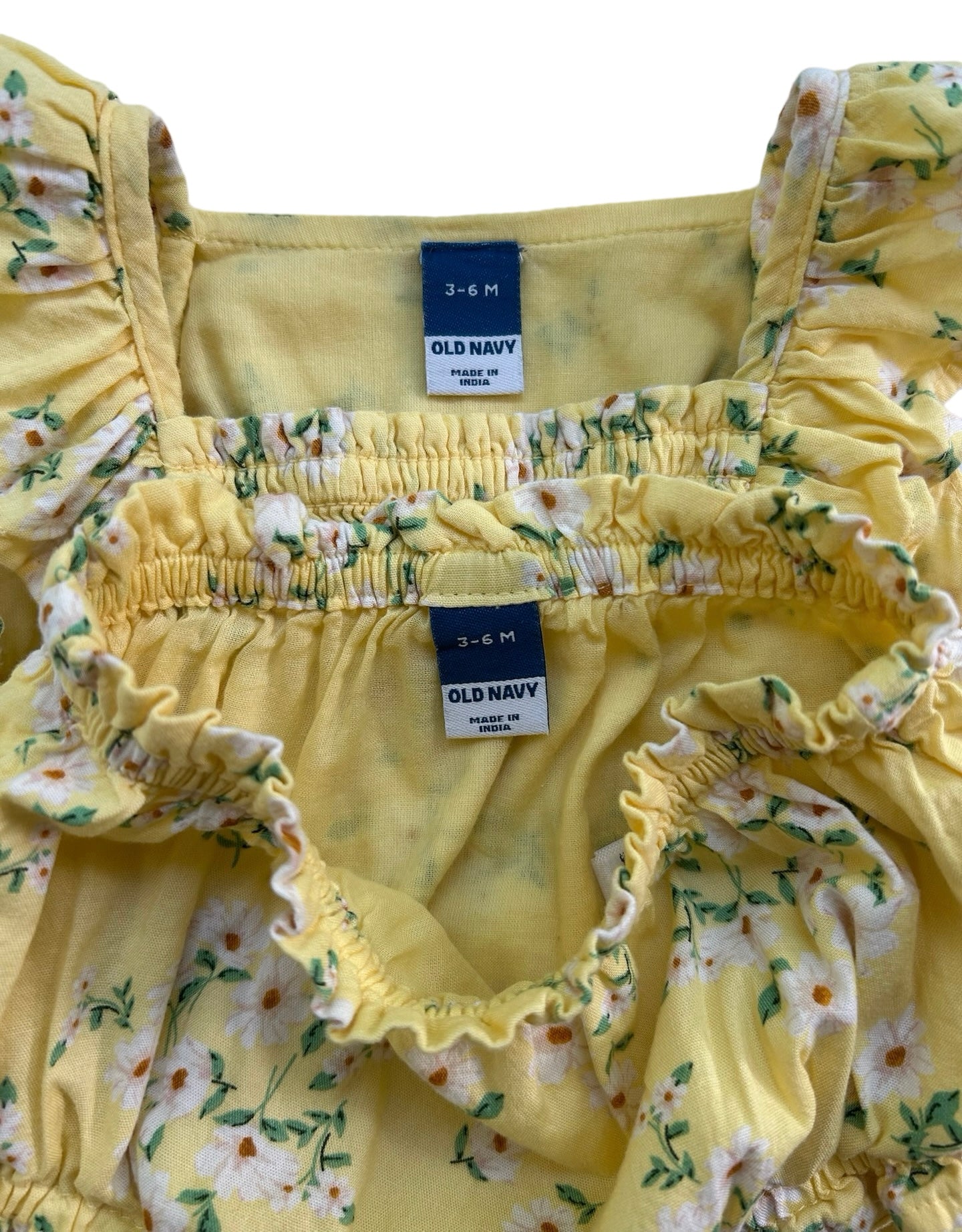 3-6M Baby Girl Old Navy Yellow Ruffle trim Floral Dress w/ Bloomers