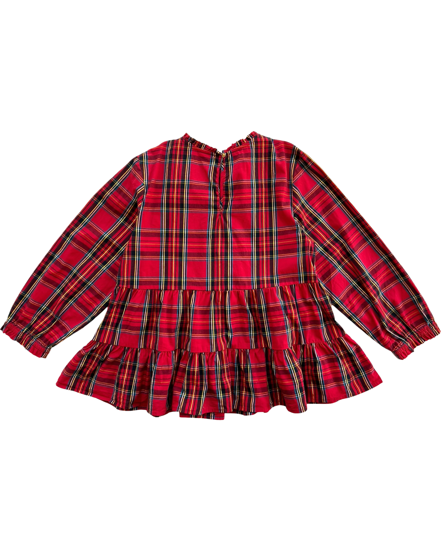 XL 12-13Y Youth Girls Crewcuts By J.Crew Red Plaid Tartan Raffle Cotton Christmas Dress Top.