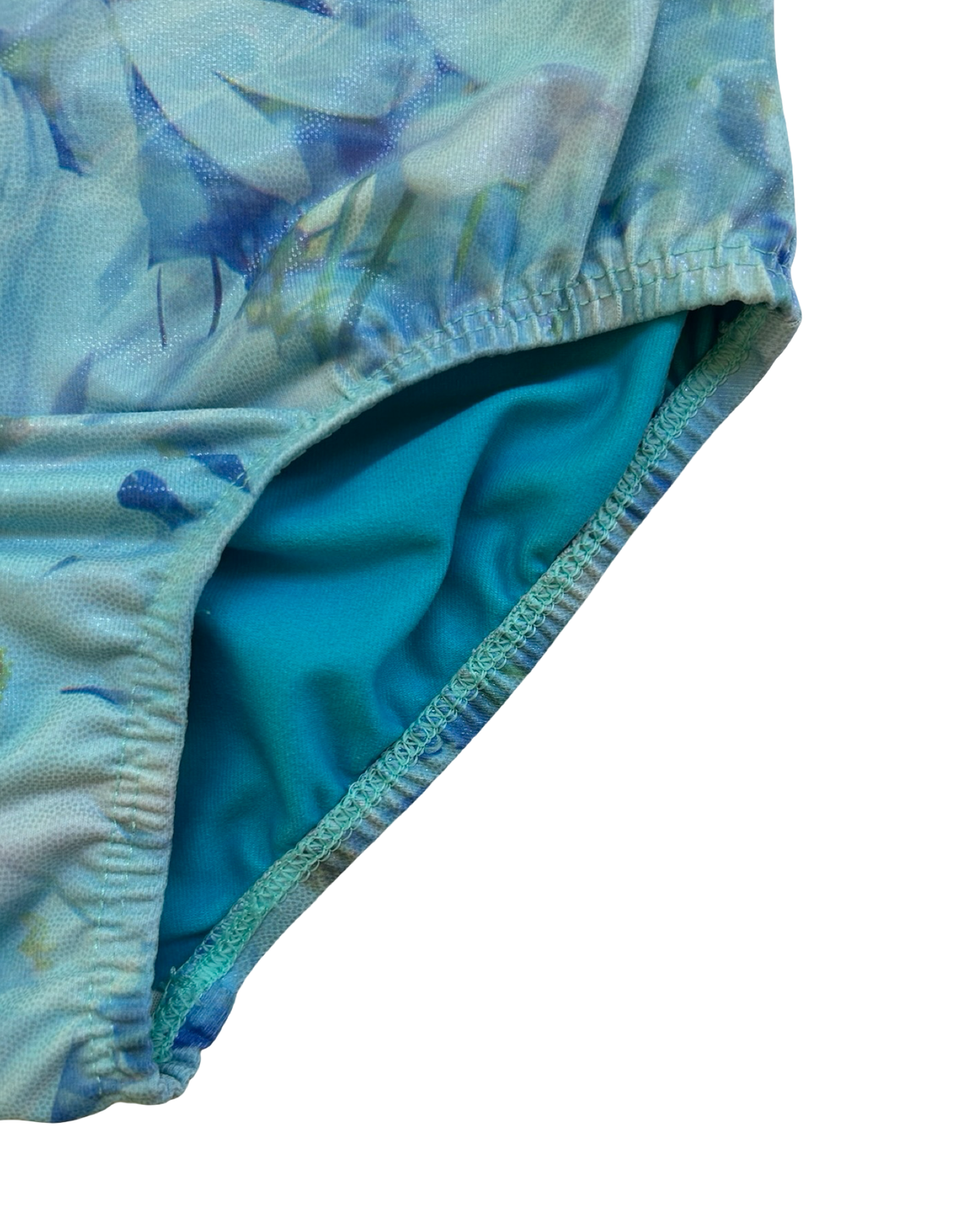 S 6T-7T Toddler Girl Cat & Jack Floral Foil Aqua Blue Gymnastics Dance Unitard Leotard.