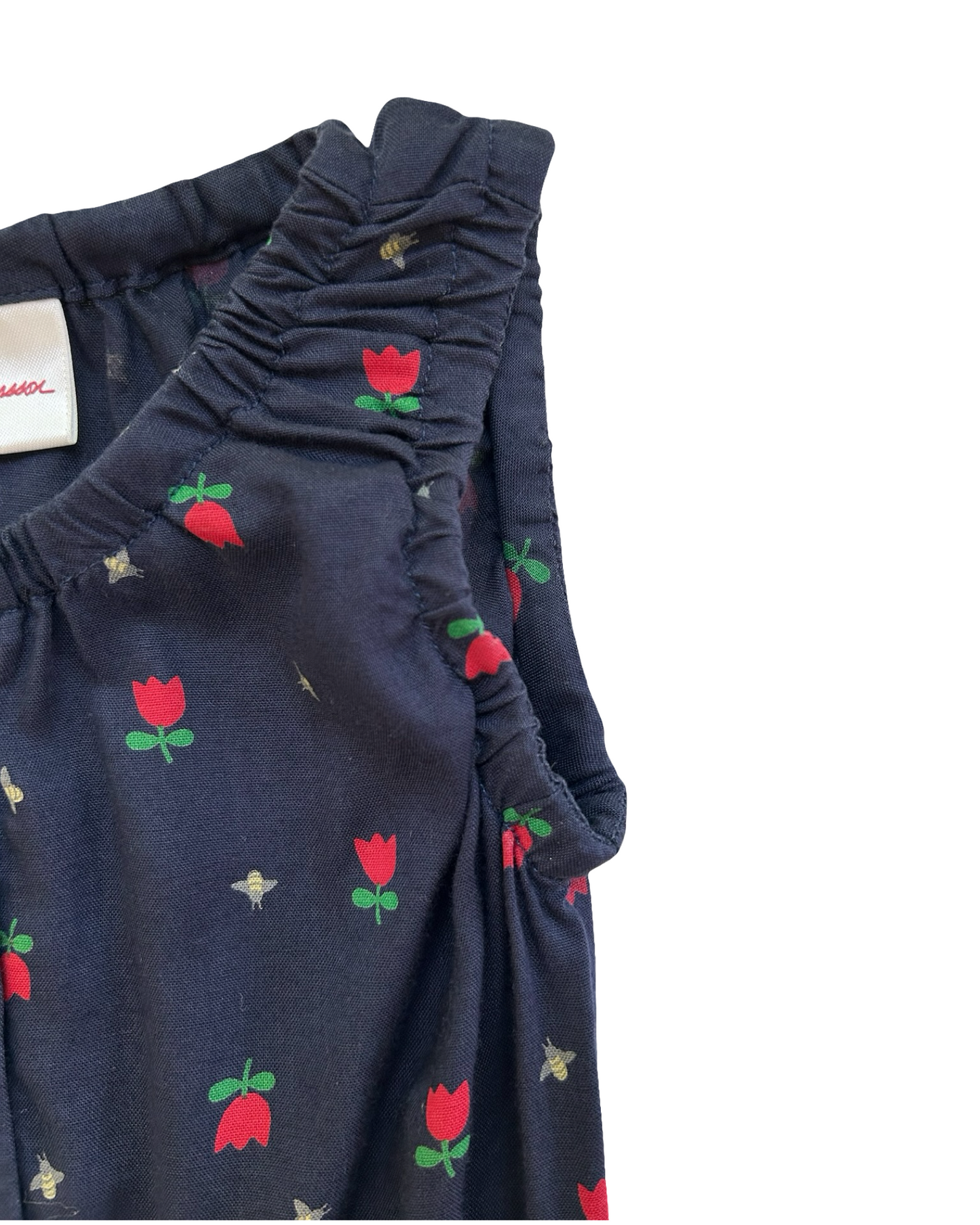 (100-cm) 4T Toddlers Girls Hanna Andersson Tulips 🌷 And Bee 🐝 Print Romper.