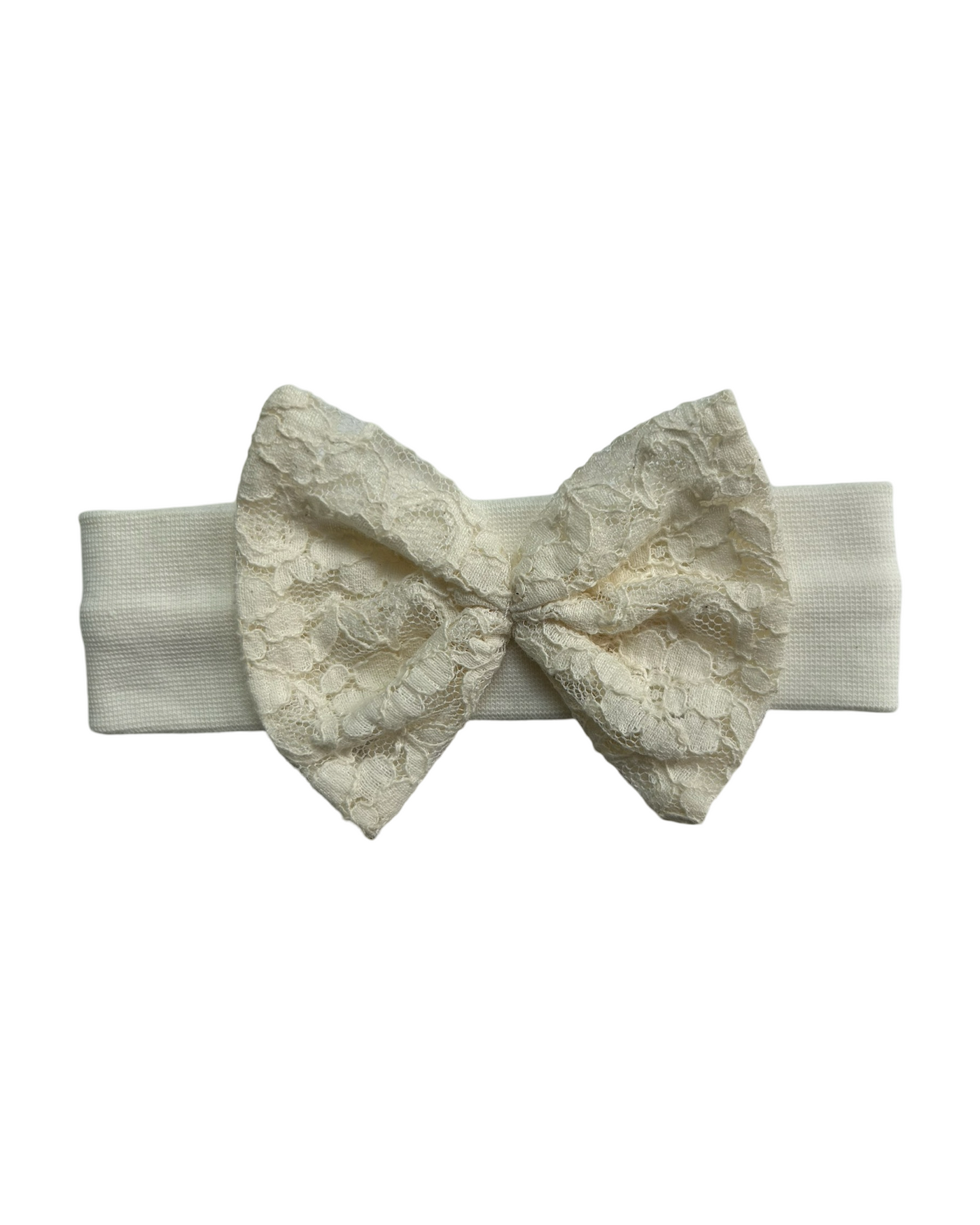 0-3M Baby Girl White / Cream Lace Dress with Headband