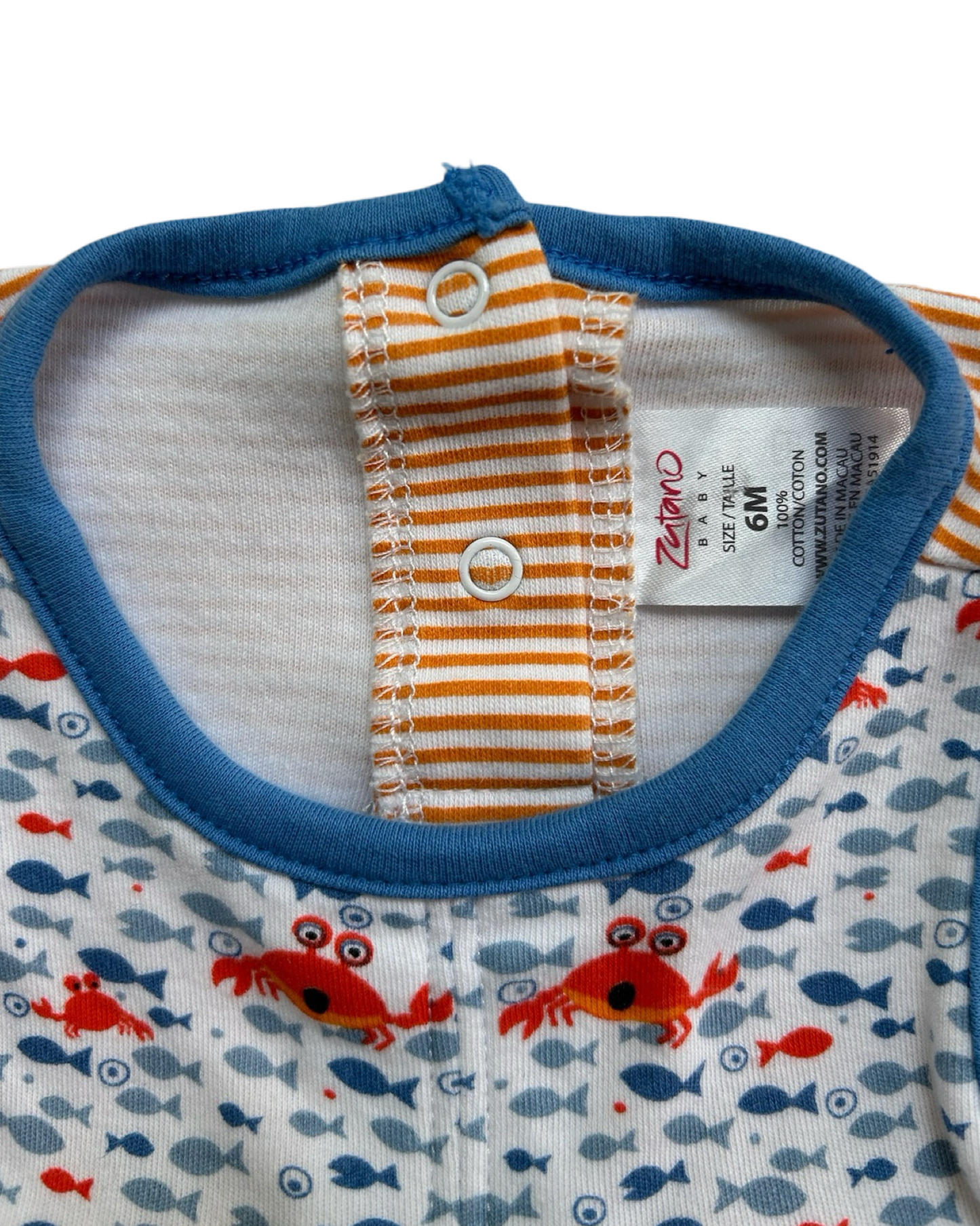 6M Baby Girl Zutano Vintage Fish Crab Onesie Dress