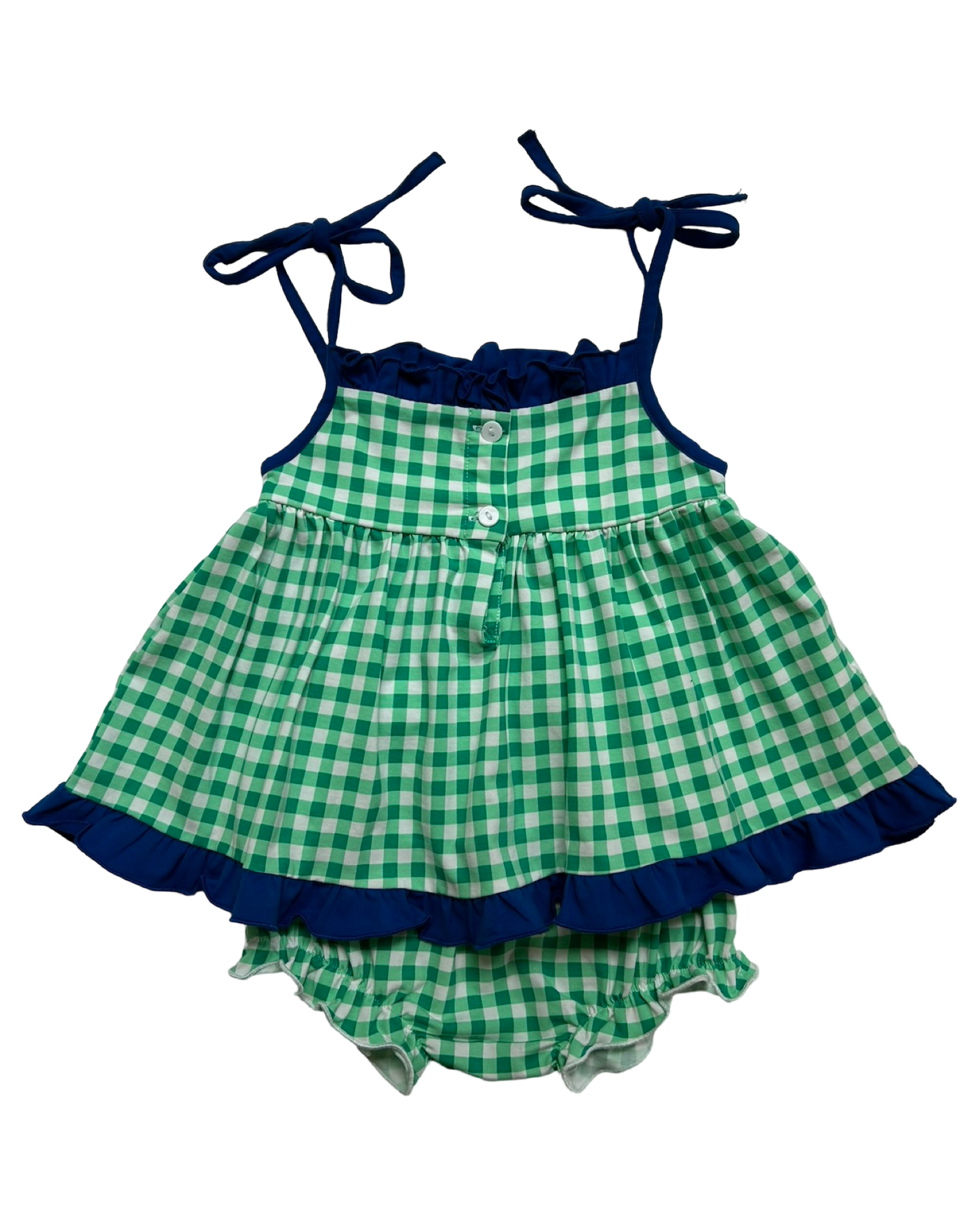 24M Baby Girls Sugar Dumplin Gingham Embroidered Tractors 🚜 🚜 🚜 With Diaper Cover. 2 Pieces Set.