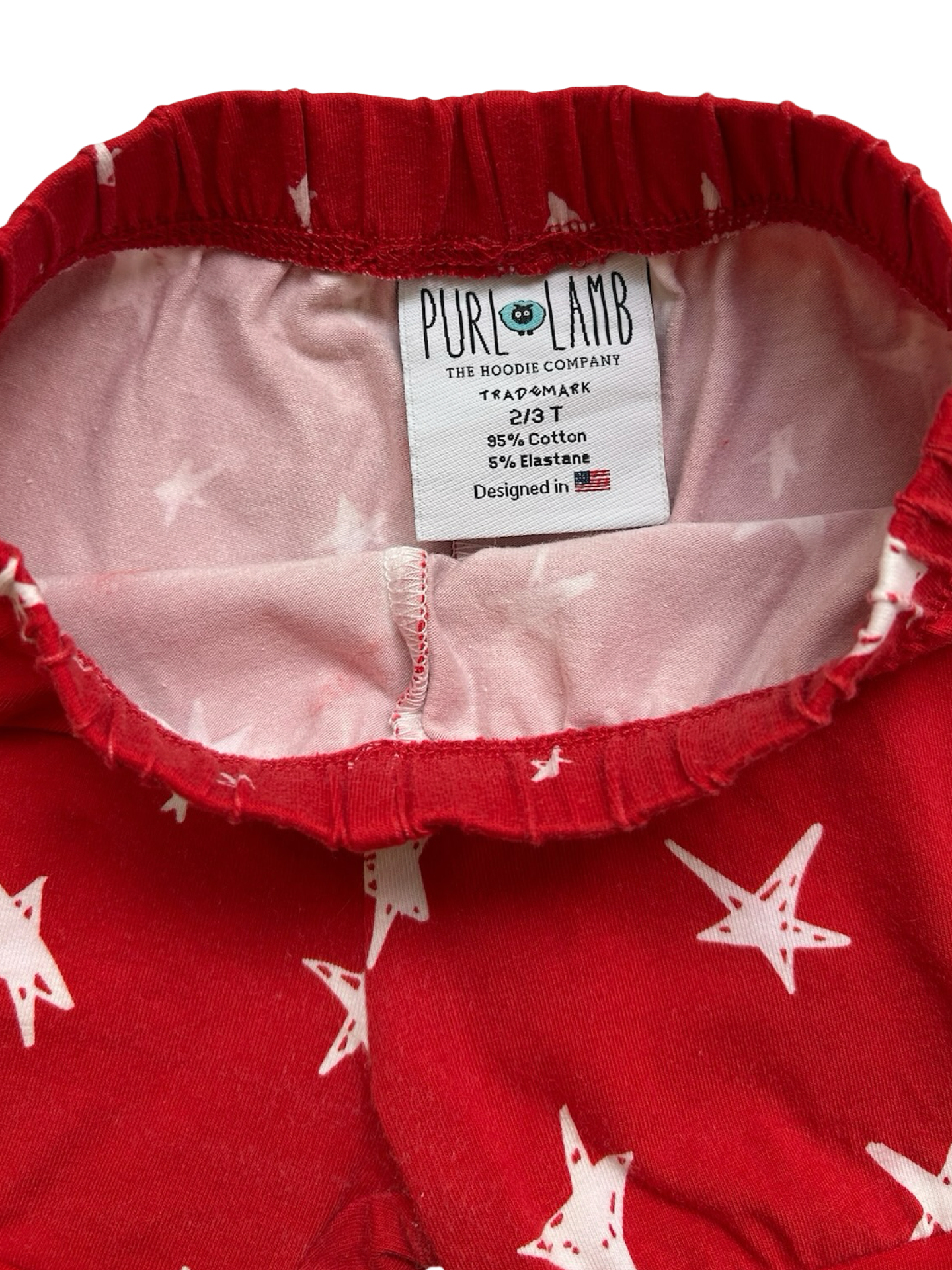 2T-3T Toddlers Girls Purl Lamb Red, Stars ⭐️ White Shirt Top And Short 2 Piece Set.