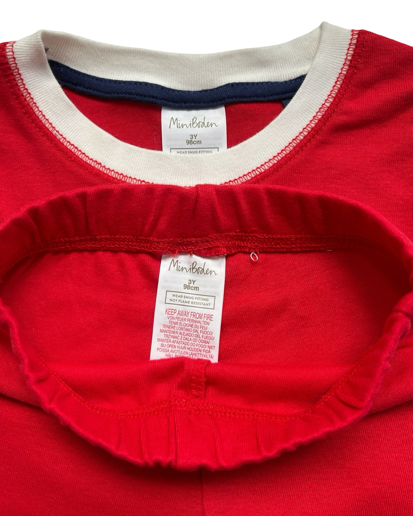 3T Toddler Girls/Boys (UNISEX) Mini Boden Dream Big Long Red Pjs 2 Piece Set