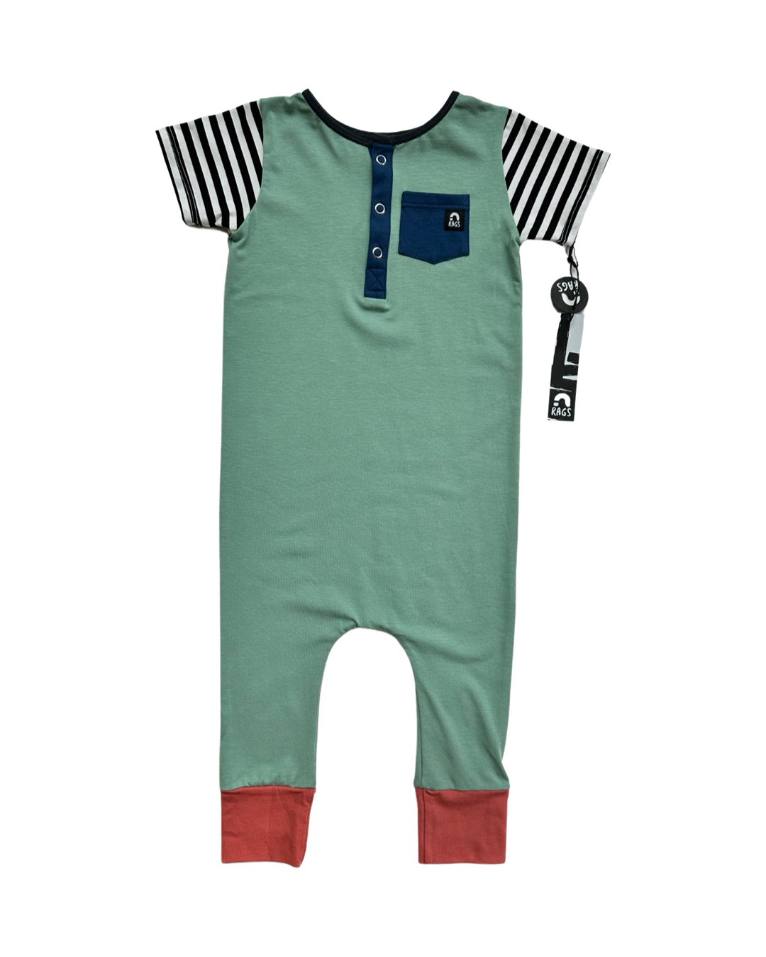 2T Toddler Boy RAGS to Raches Green Romper