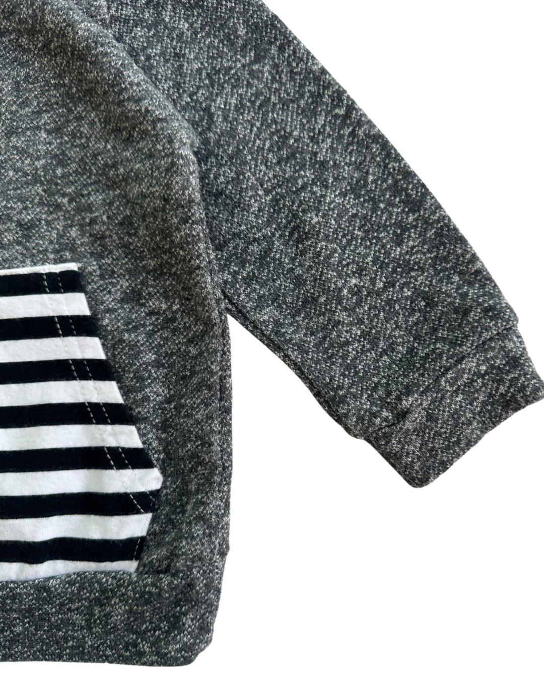 12-18M Baby Boy Gray Hip Baby Jogger Set with Black / White Striped Detail