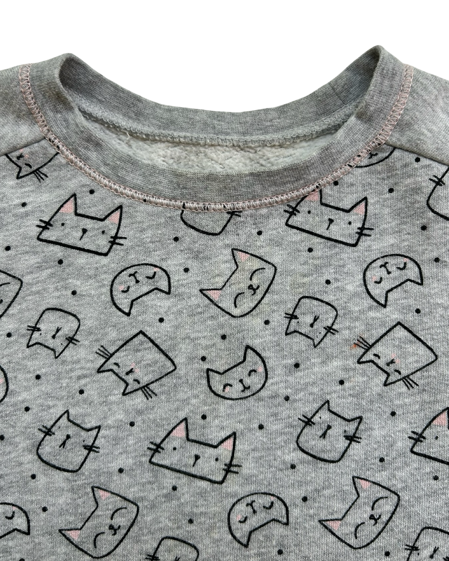 4T Toddlers Girls Cat & Jack Crewneck Fleece Pullover Sweatshirt Cat Design.