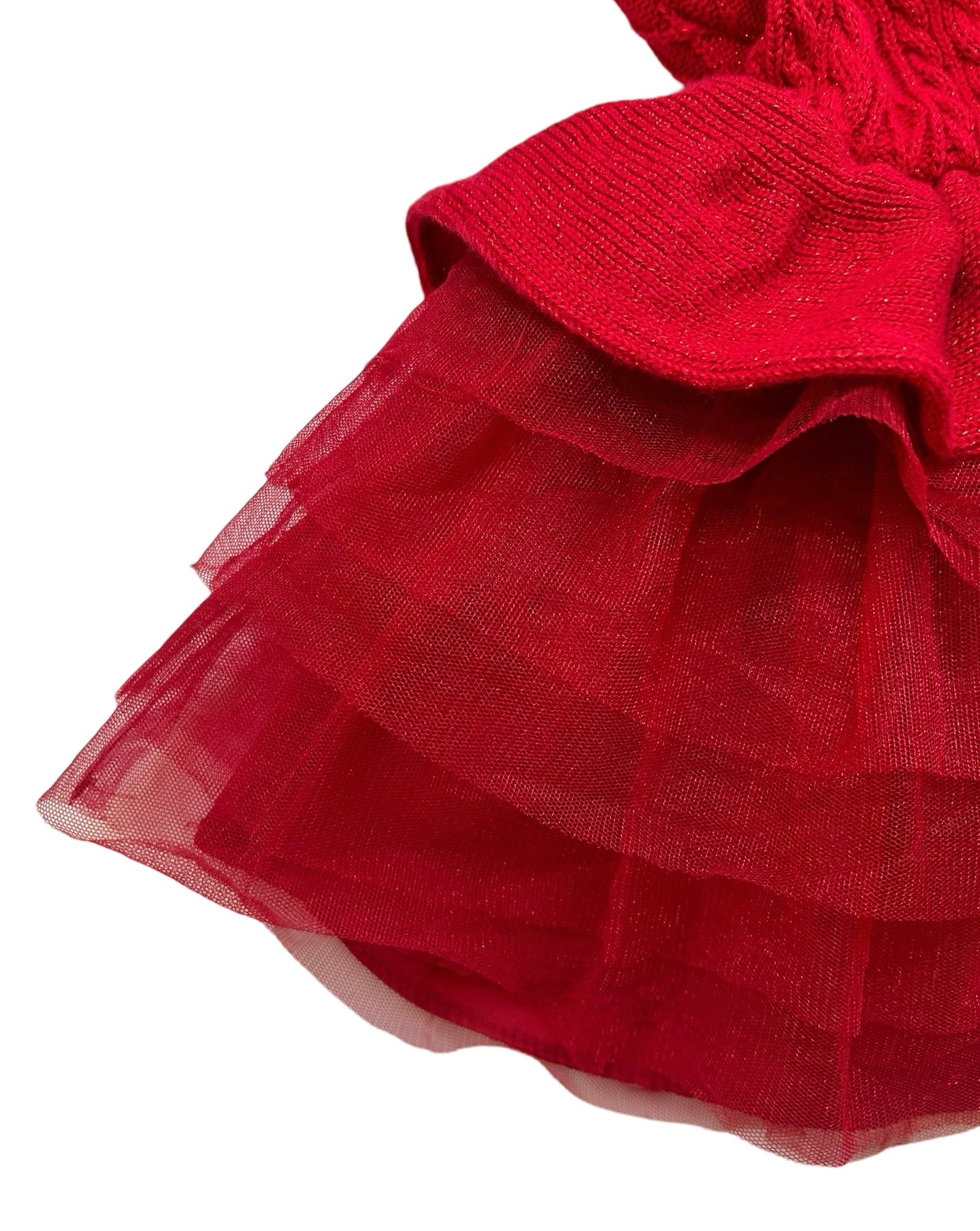 2T Toddler Girl American Girl Crew Neck Knit Ruffled Skirt Pullover Red Cable Knit Sweater Dress