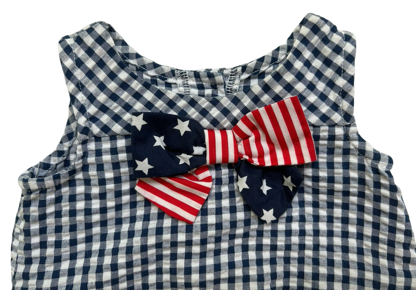 0-3M Baby Girl Bonnie Baby Gingham Patriotic Bubble Romper