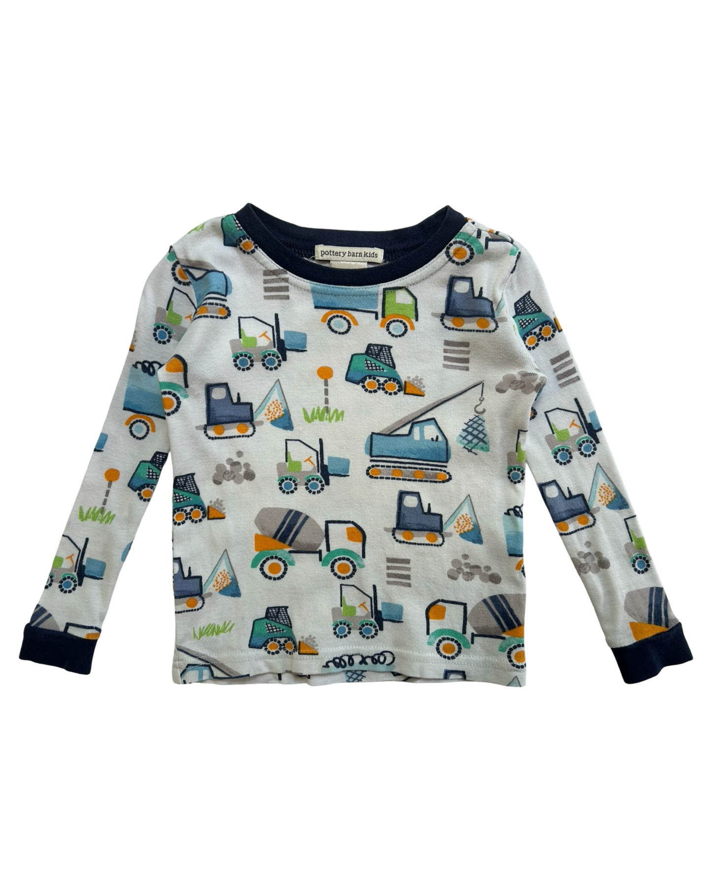 2T Toddler Boys Pottery Barn Kids Construction Vehicles 🛻 Pajama 2 Piece Set