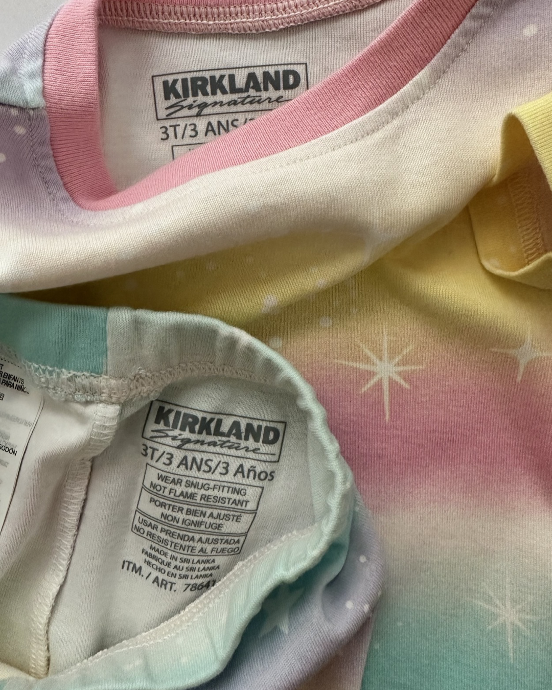 3T Toddler Girl Kirkland Pastel Rainbow 2pc PJs