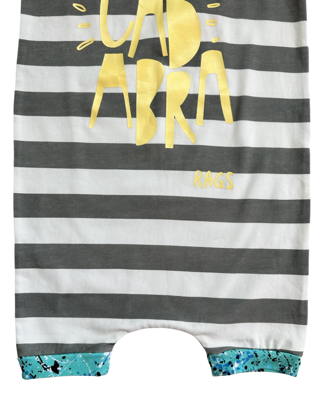2T Toddler Boy / Girl RAGS to Raches Abracadabra Gray Striped Shortie Romper