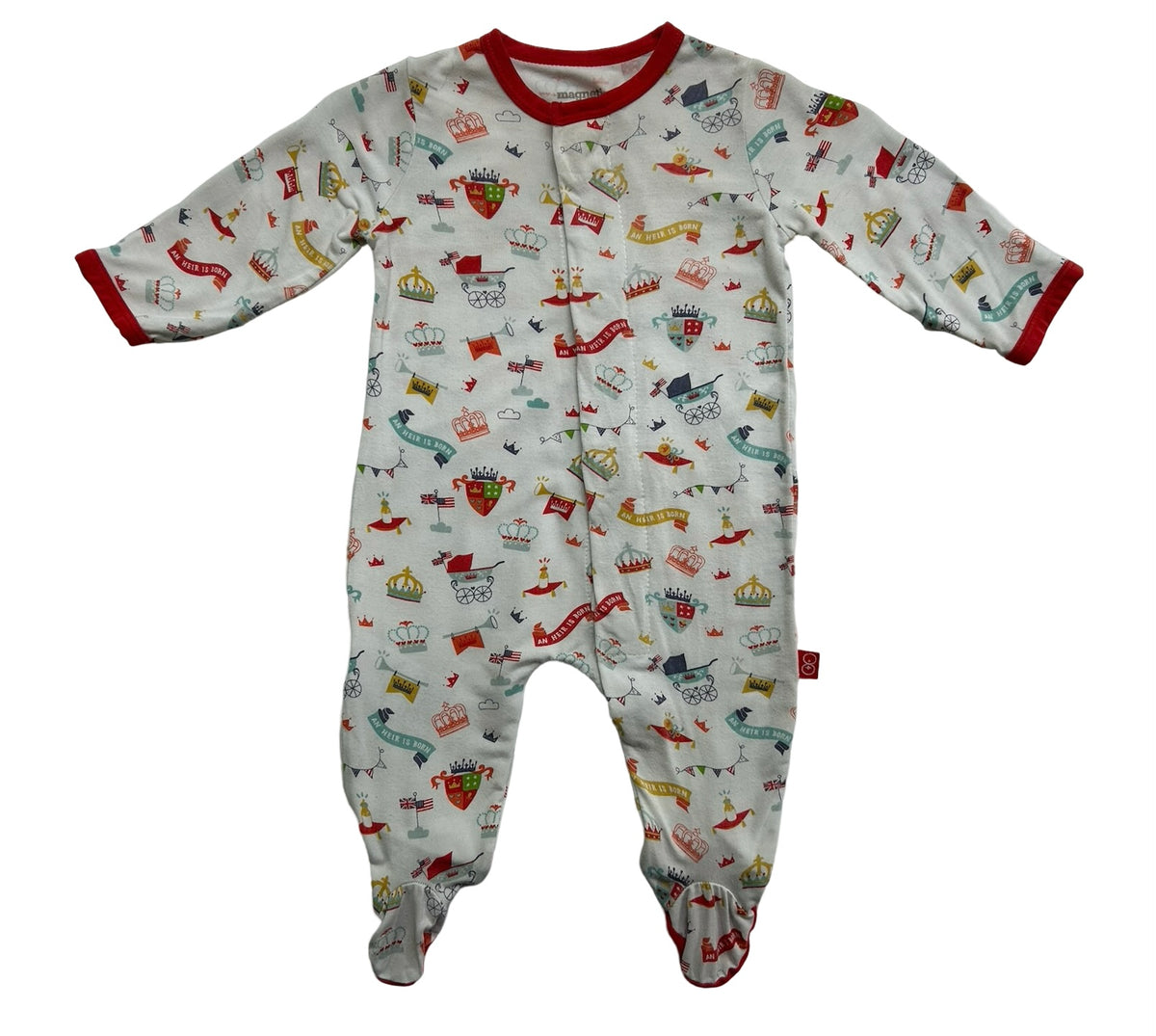 Newborn Baby Boy (5-8 LBS) Magnetic Me Baby’s An Heir is Born Modal Royal Baby Footed Sleeper Pajama